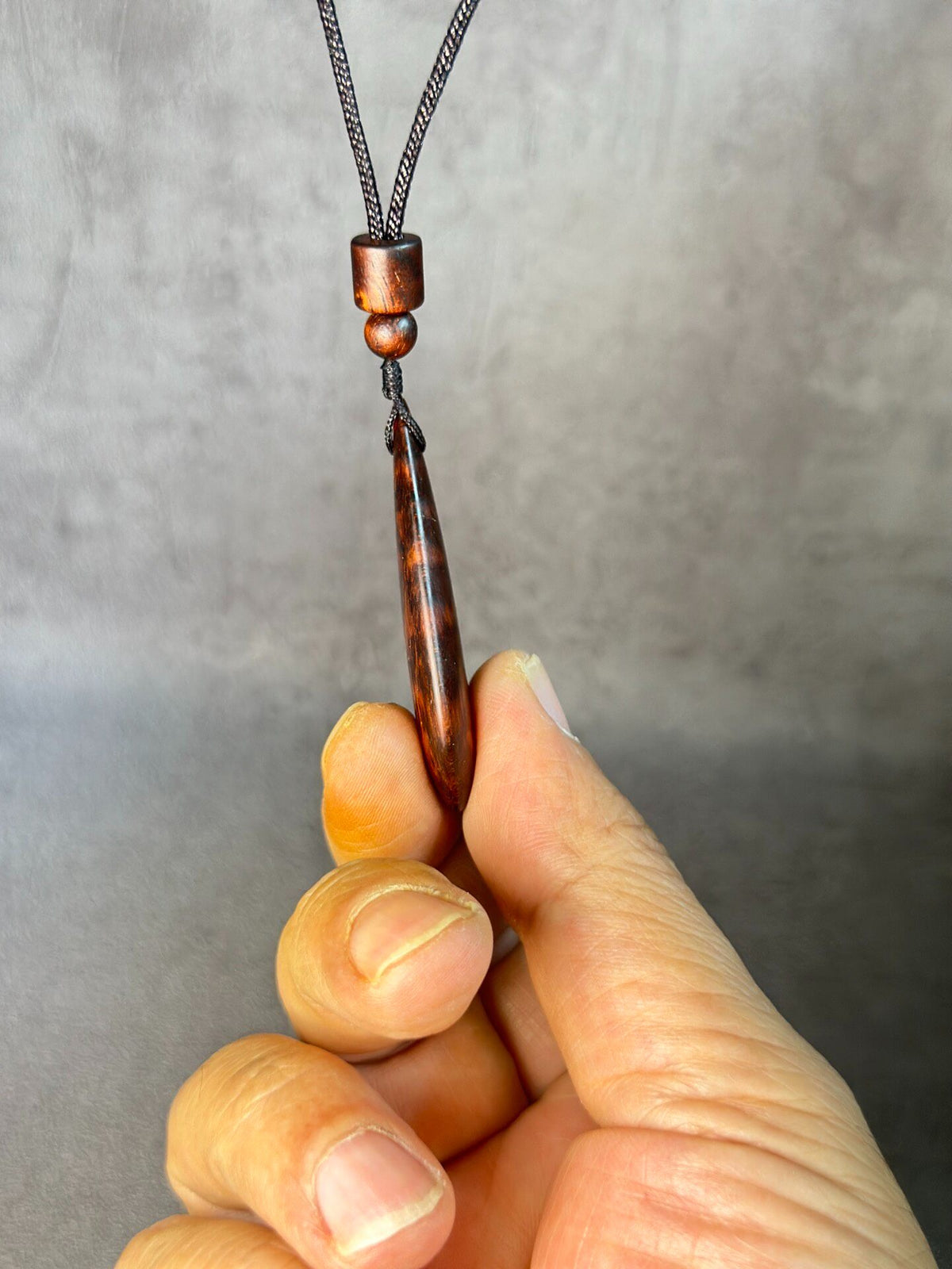 Snakewood Teardrop Pendant with Braided Cord