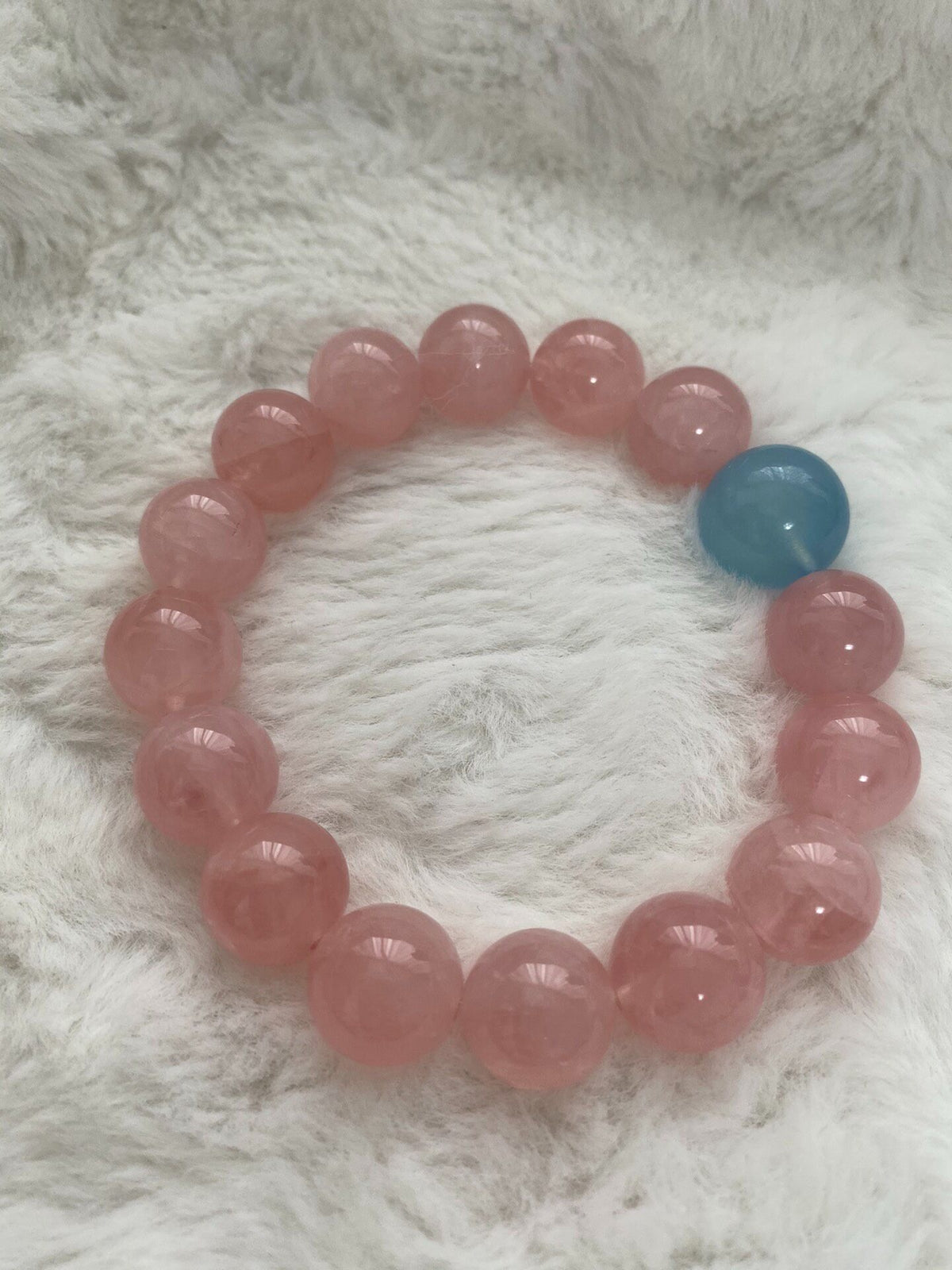 Rose Quartz Aquamarine Beaded Bracelet