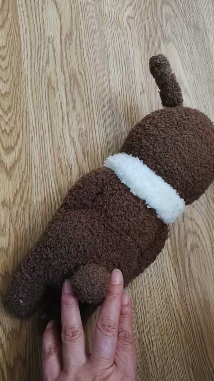 Cane in peluche artigianale marrone caffè