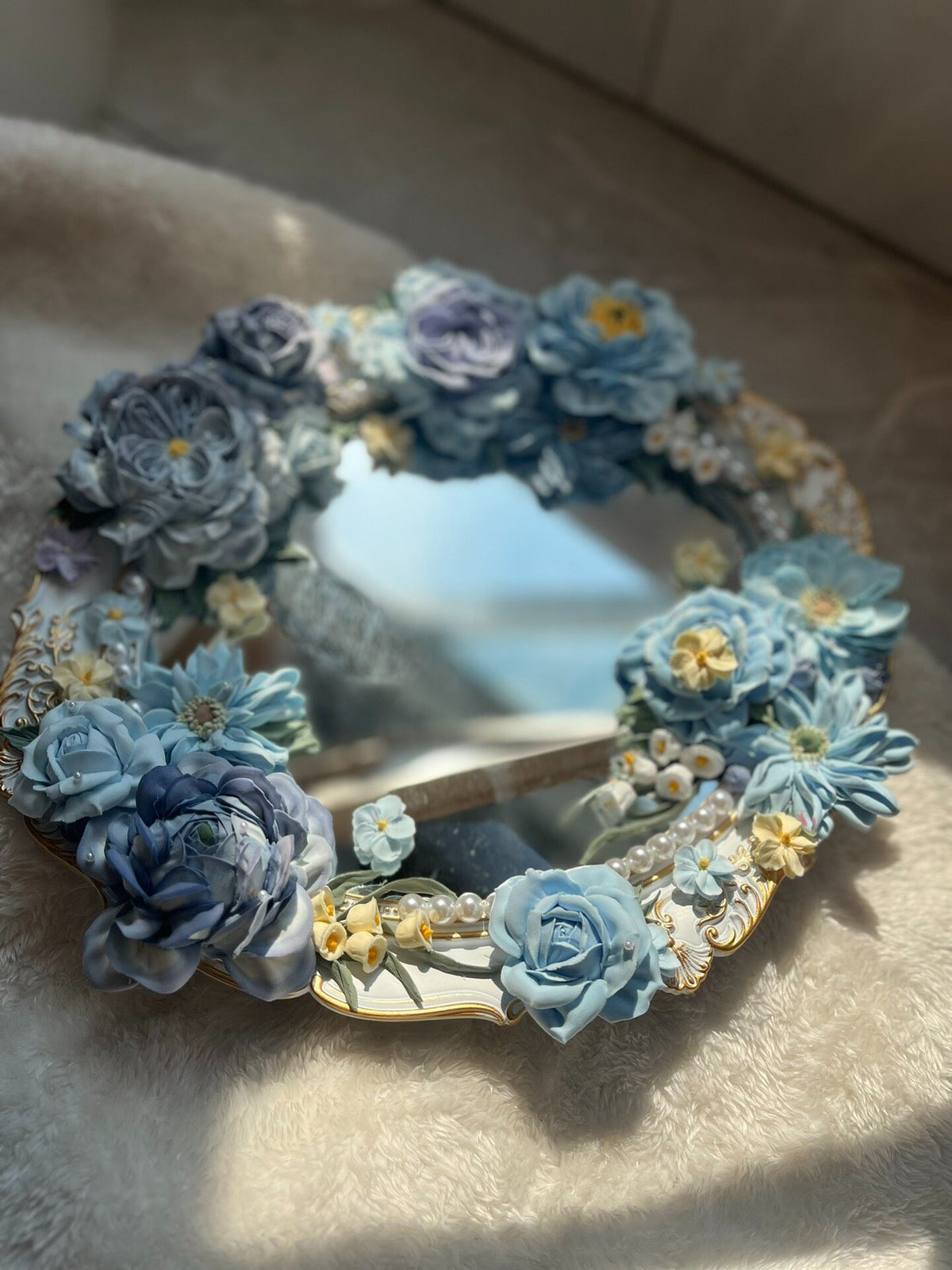 Clay Flower Vintage Mirror