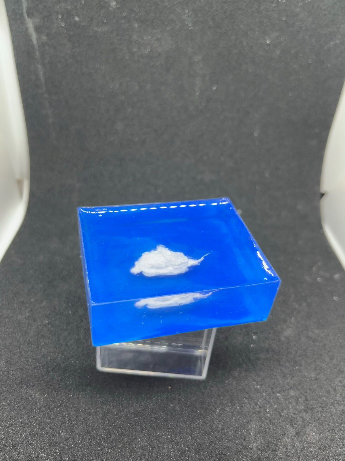 Blue Resin Cloud Cube Ornament