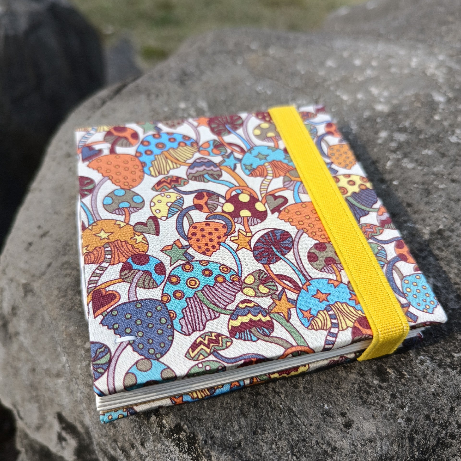 Customizable Liberty Fabric Watercolor Sketchbook with Mushroom Cover