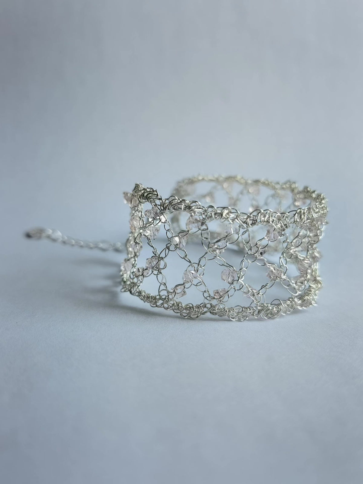 Crocheted Lace Bracelet with Faceted Beads