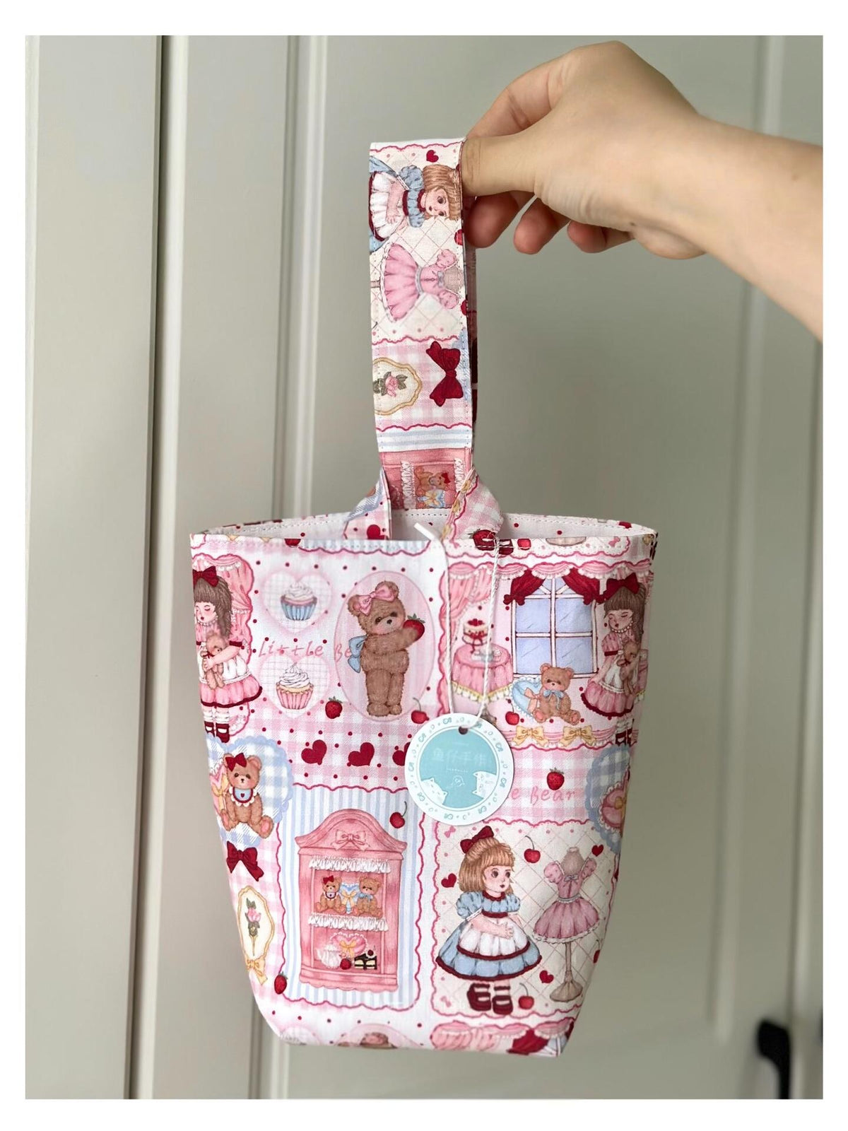 Handmade Cotton Wristlet Bag Pastel Print