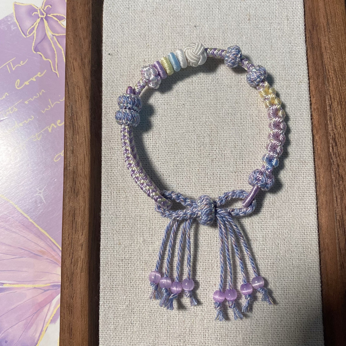 Handwoven Adjustable Knot Bracelet Pastel Beads