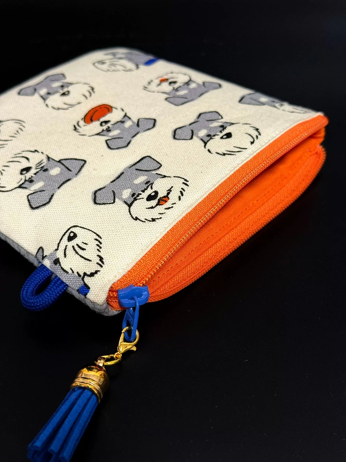 Schnauzer Print Flat Zipper Pouch