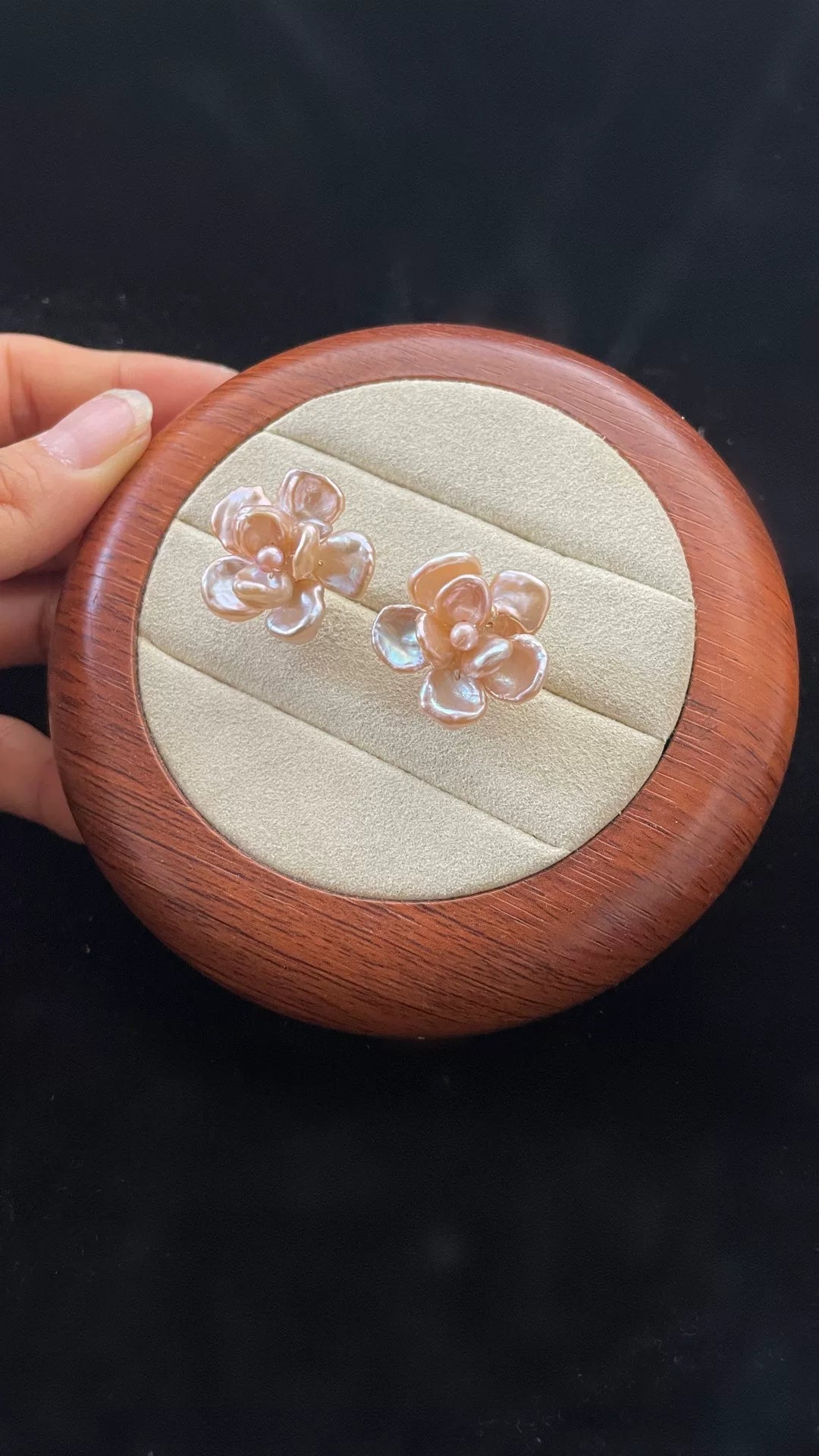 Pendientes de Botón Florales de Perla Natural Plata 925