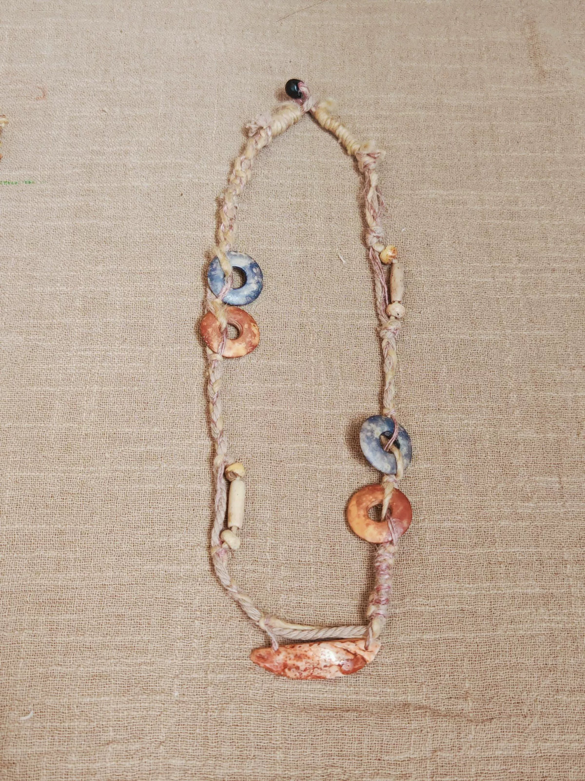 Handmade Shell Bone Hemp Cord Necklace 48 cm