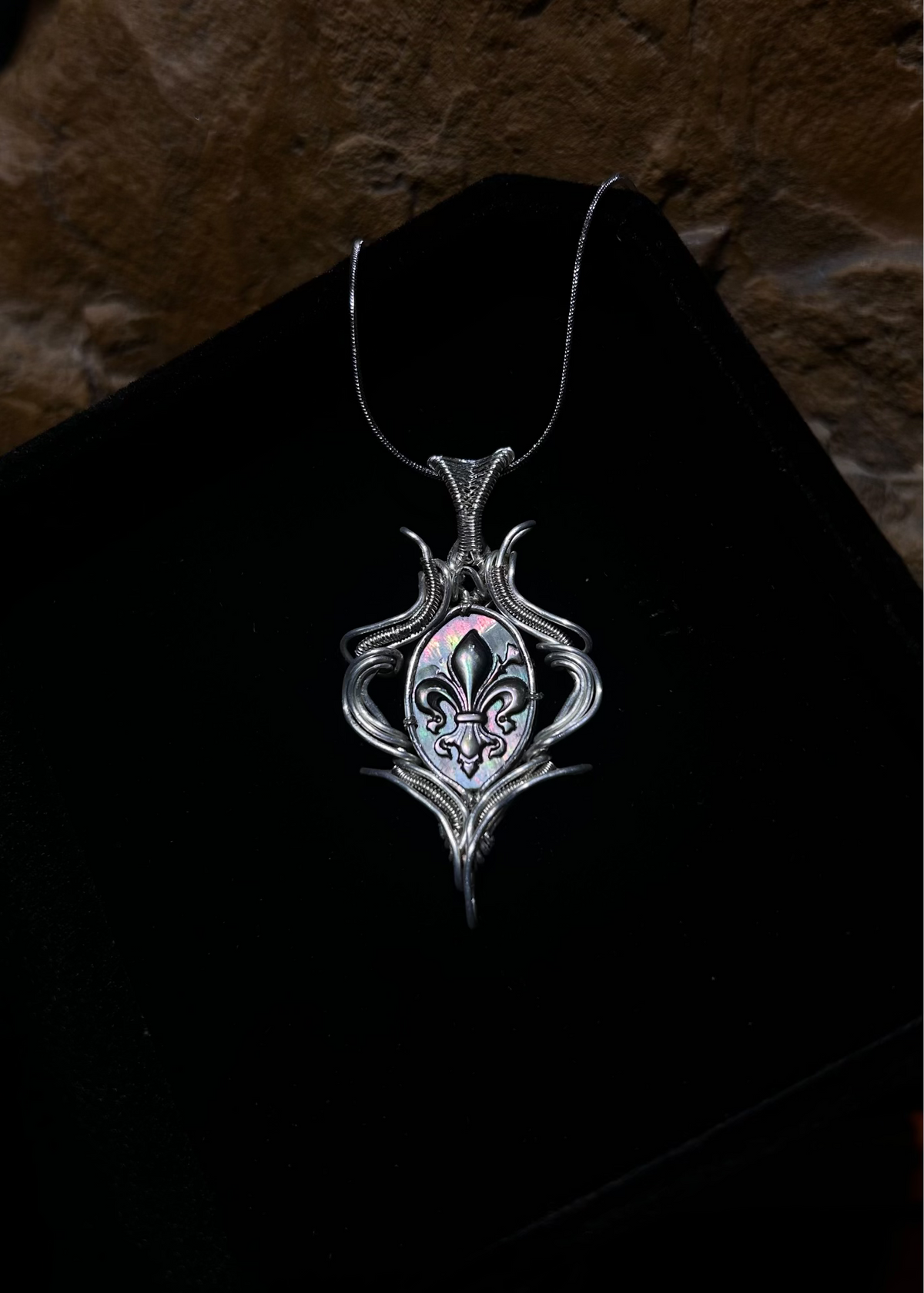 Wire-Wrapped Black Abalone Shell Pendant