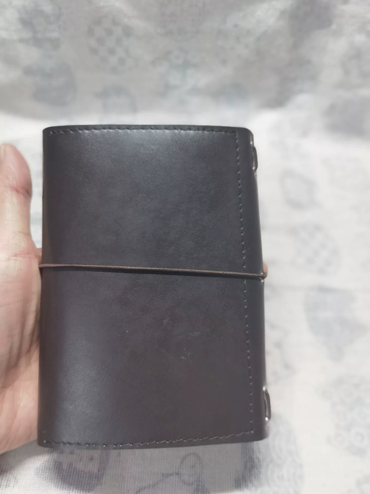Donkerbruin leren drievenvoudige paspoort journalhoes