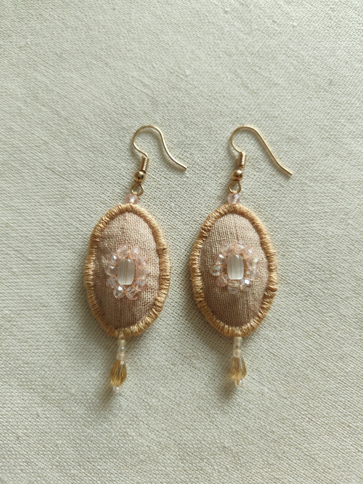 Handmade Fabric Earrings with Beaded Tassel
