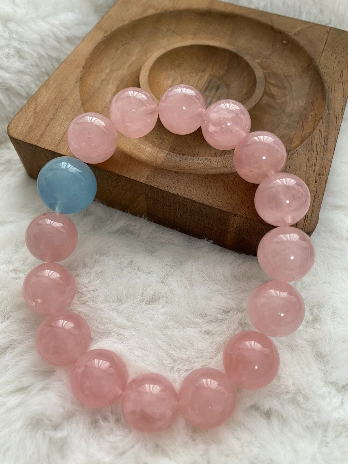 Rose Quartz Aquamarine Beaded Bracelet
