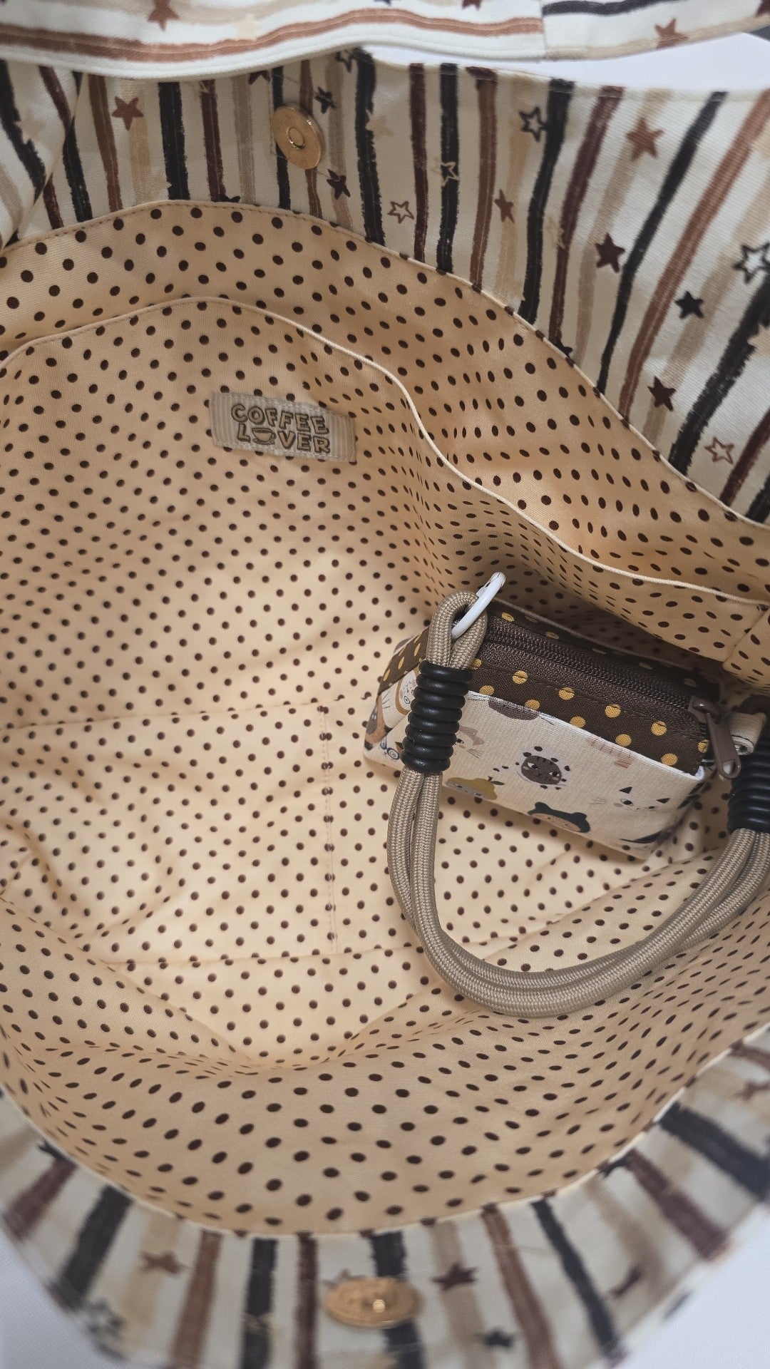 Coffee Cat Print Shoulder Bag