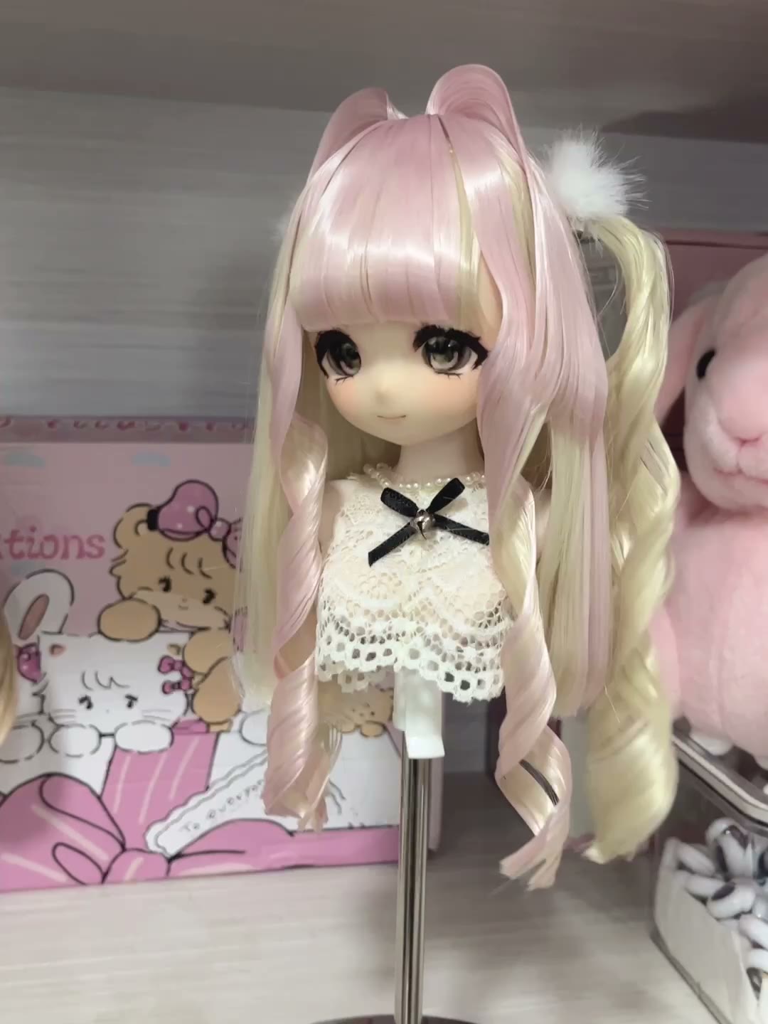 Anime Doll Wig Pink Blonde Twin Tails