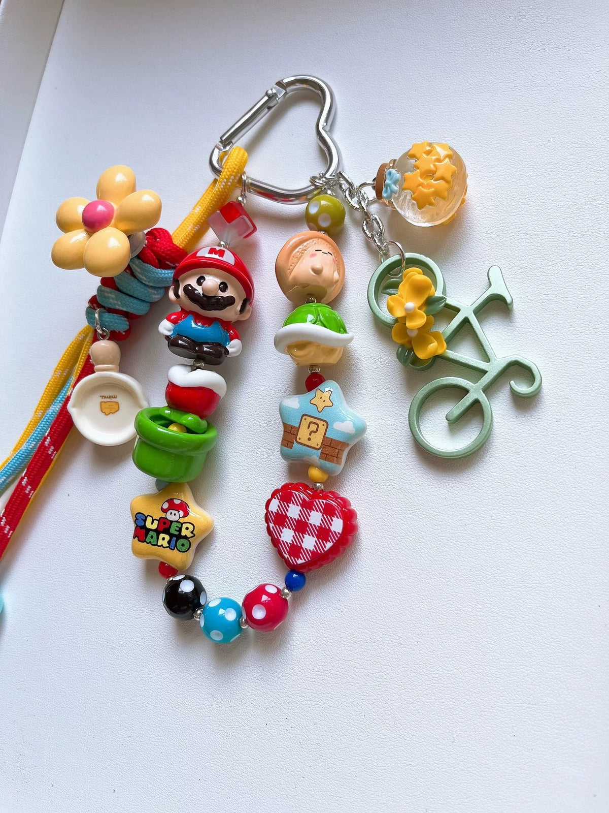 Mario Figurine Beaded Keychain Charm