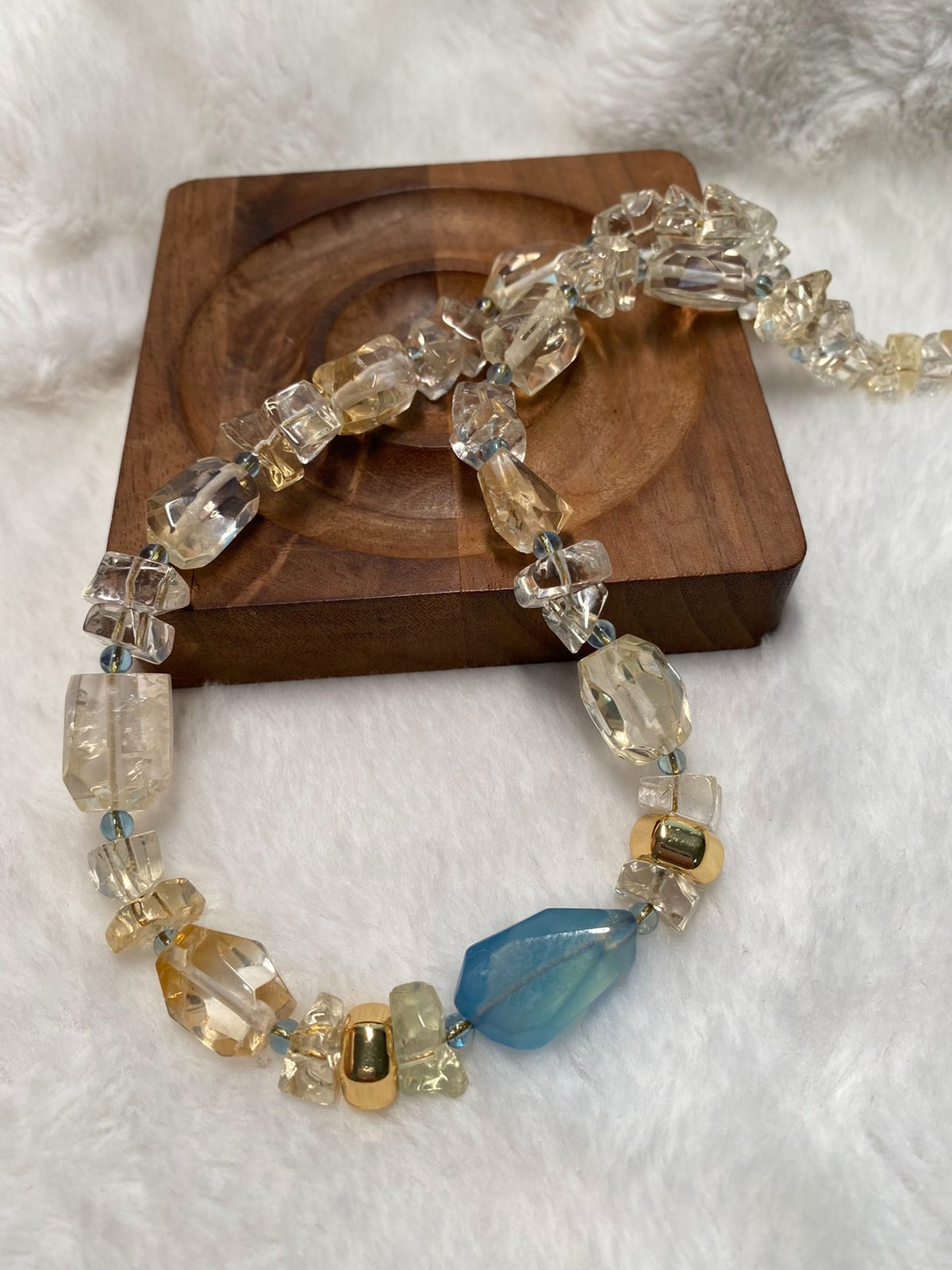Citrine Aquamarine Necklace Natural Gemstone