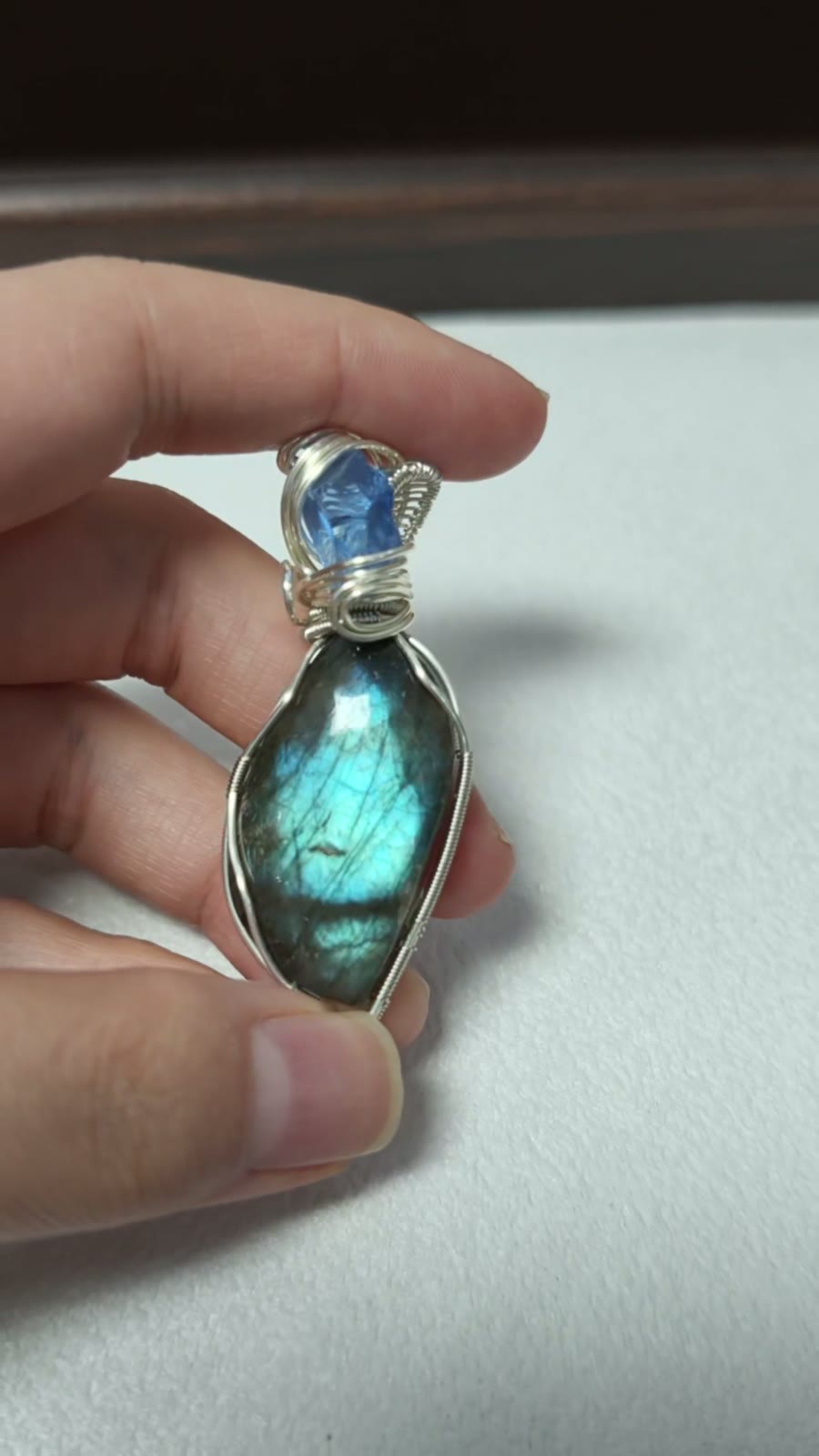 Handmade Wire Wrapped Blue Labradorite Necklace