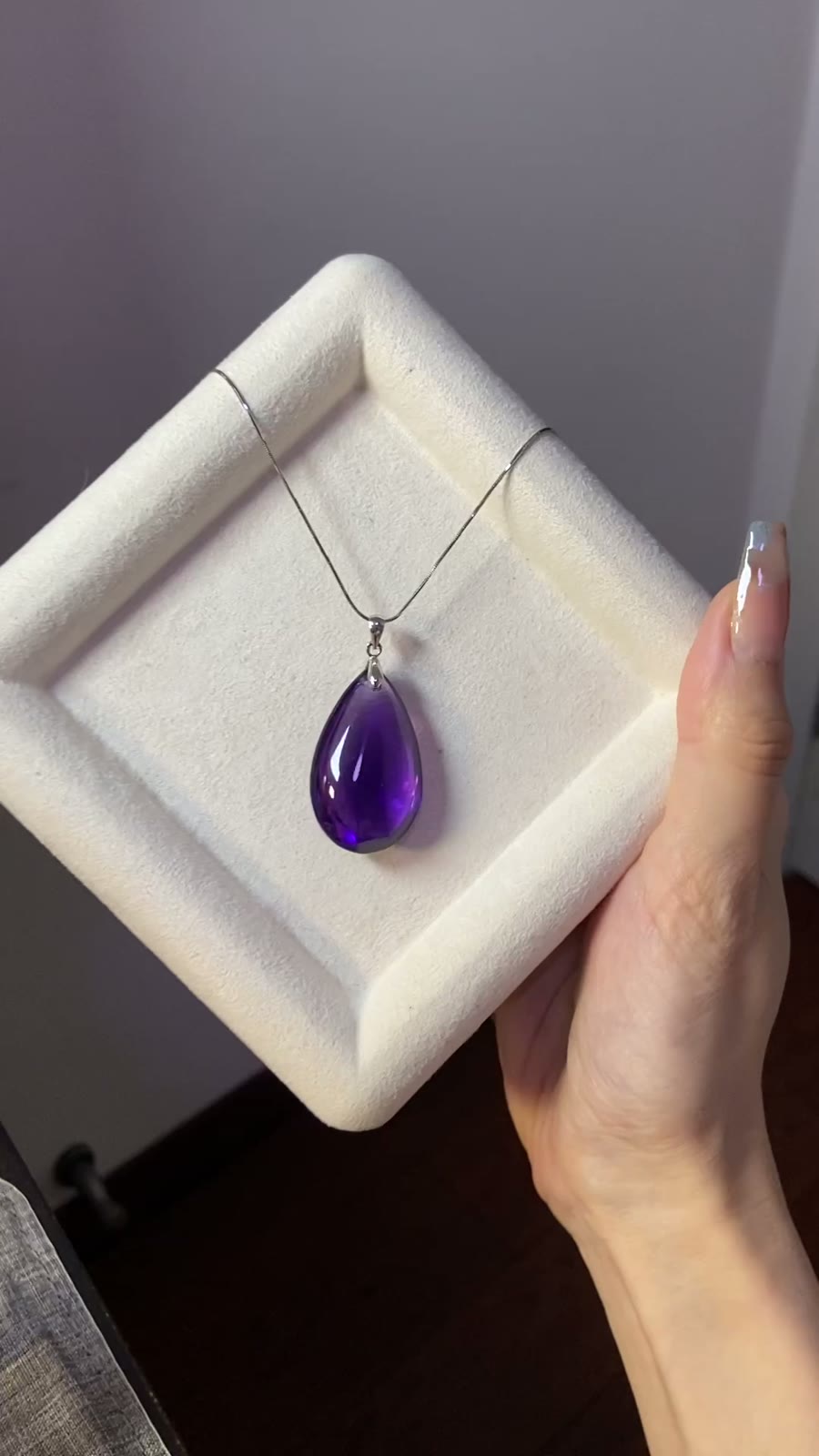 Natural Brazilian Amethyst Teardrop Pendant 925 Silver