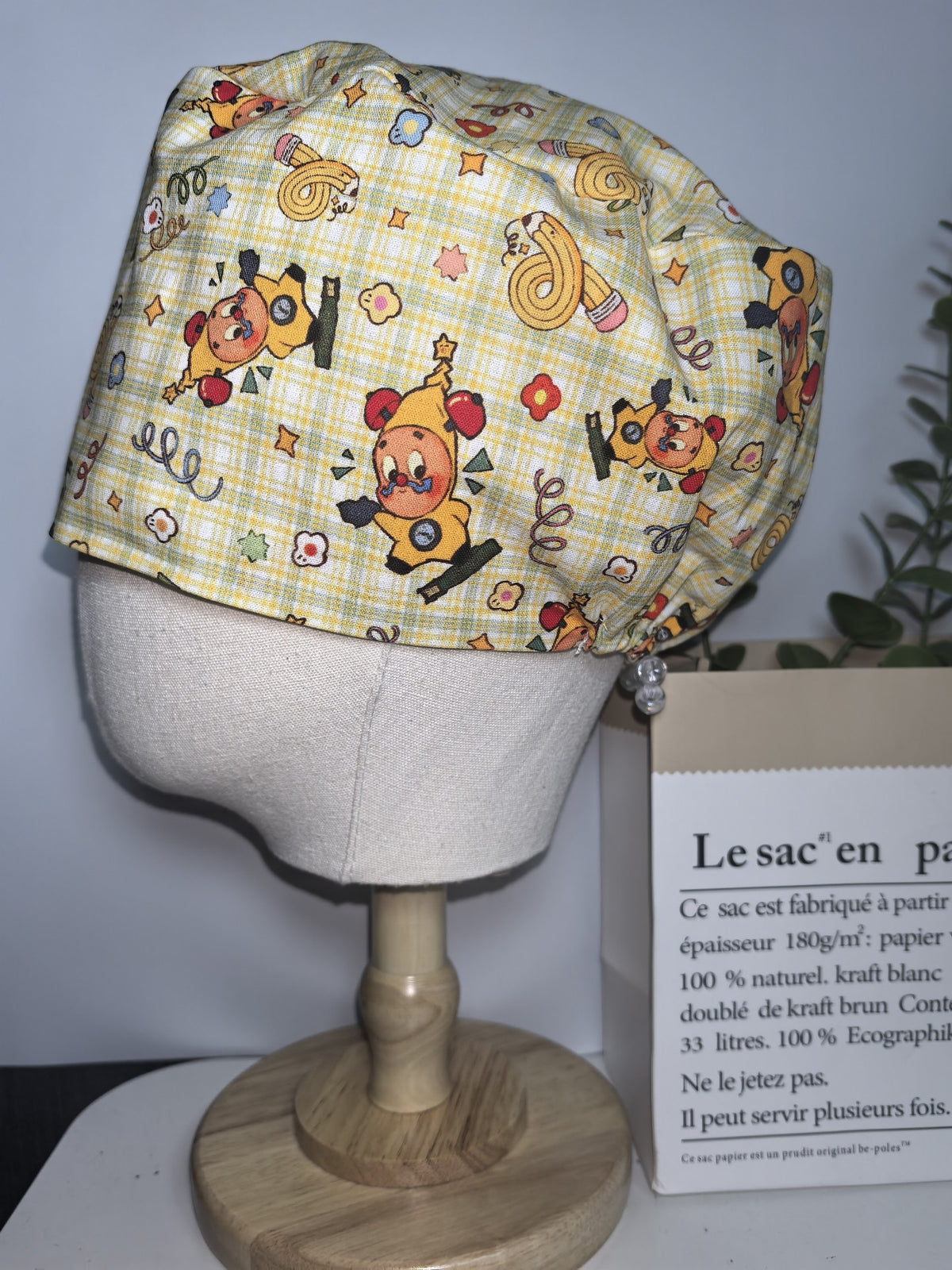 Pure Cotton Gingham Print Surgical Cap