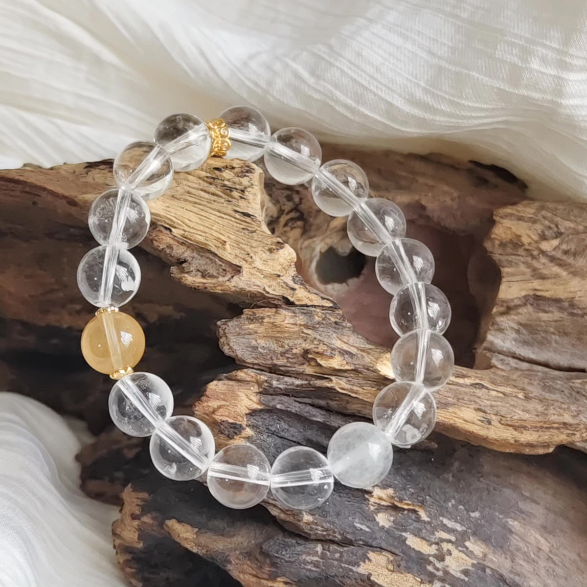 Helder Kwarts Konijnenhaart Zilveren Armband 10mm