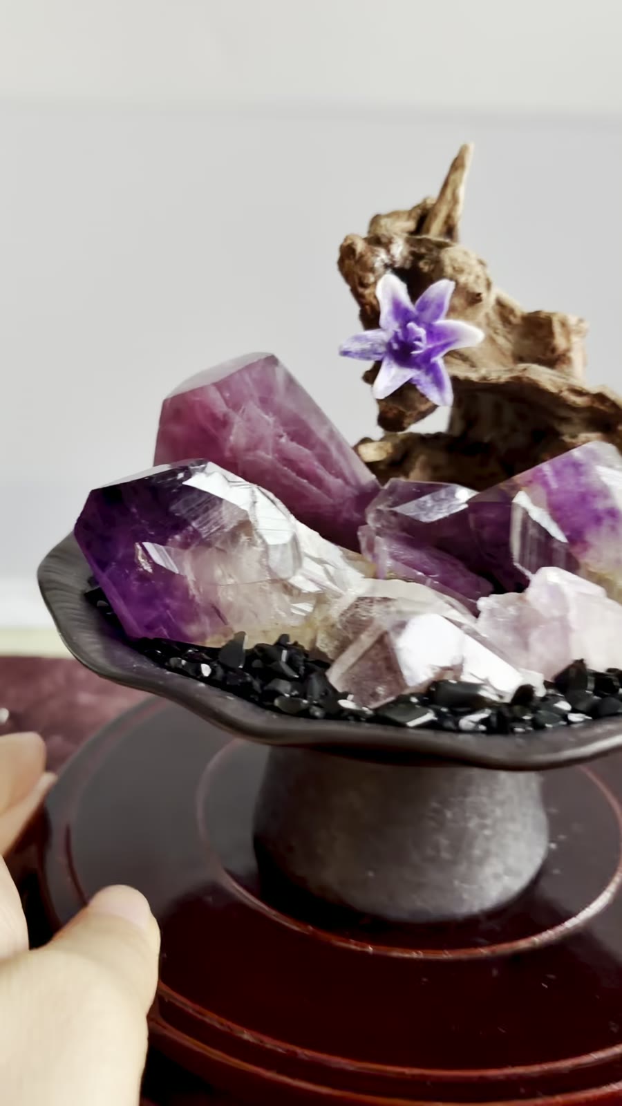 Amethyst Kristal Lotus Bowl Micro Landscape