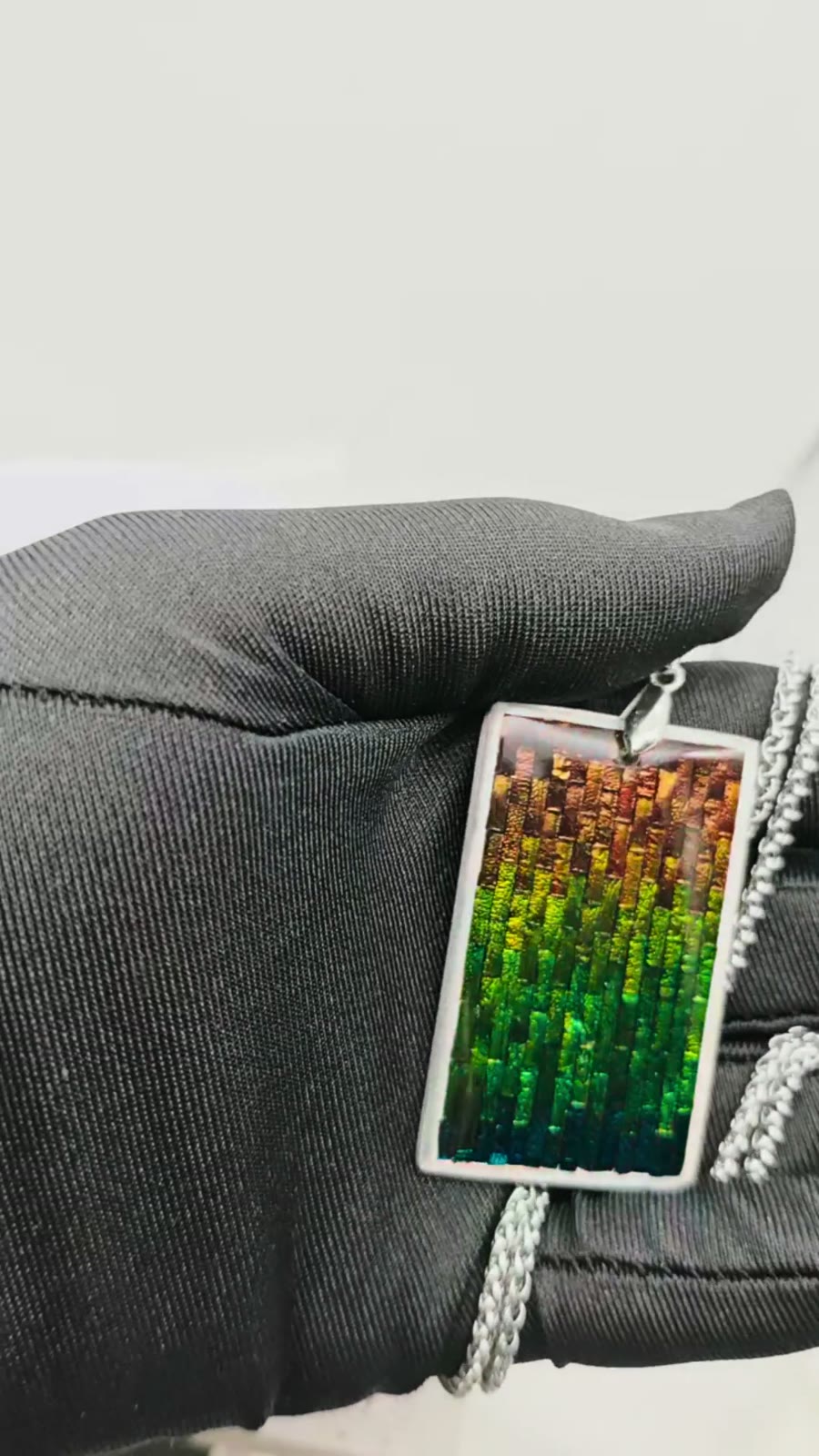 Sterling Silver Jewel Beetle Mosaic Pendant Necklace