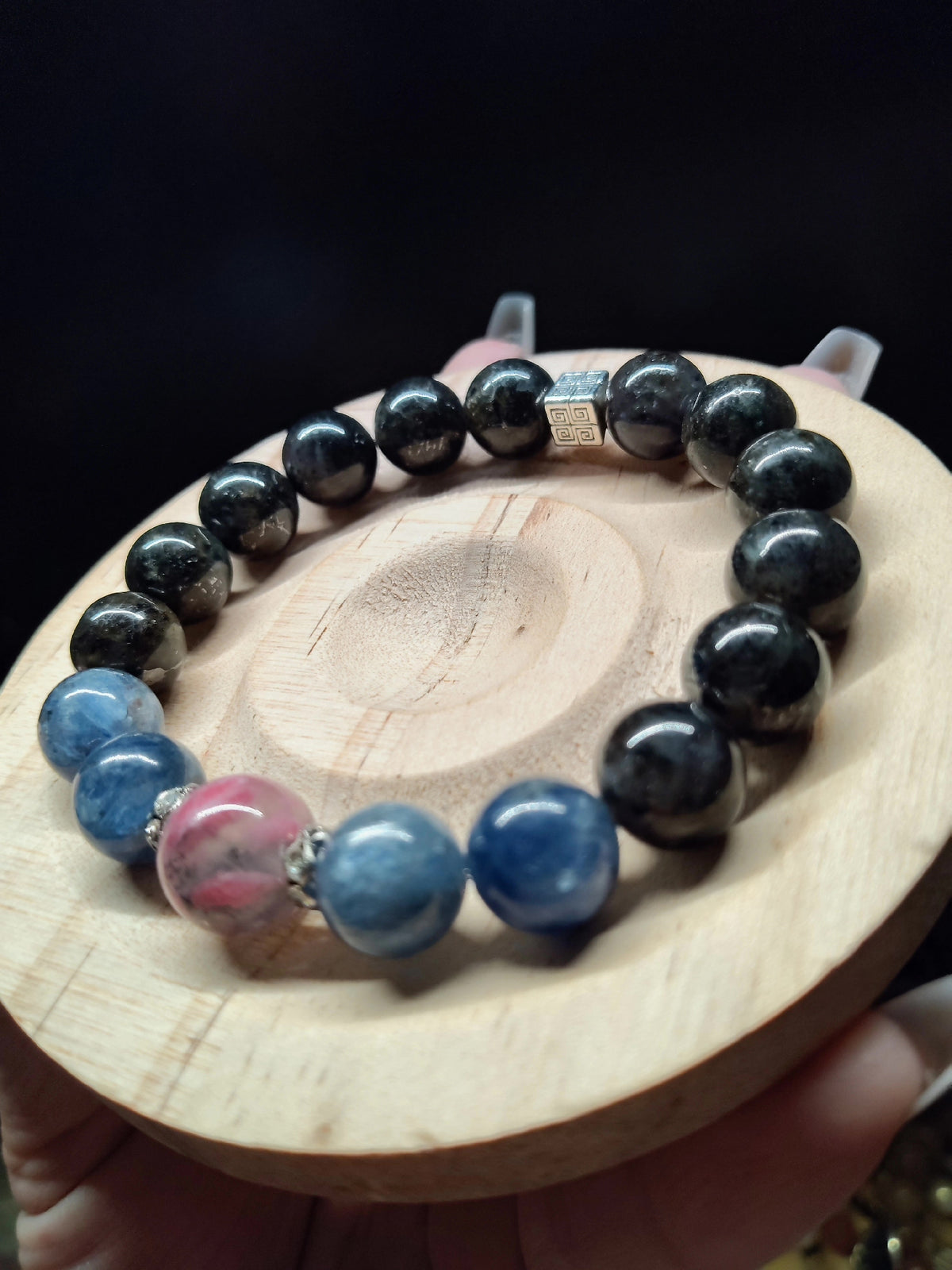 Natural Iolite Kyanite Beaded Stretch Bracelets
