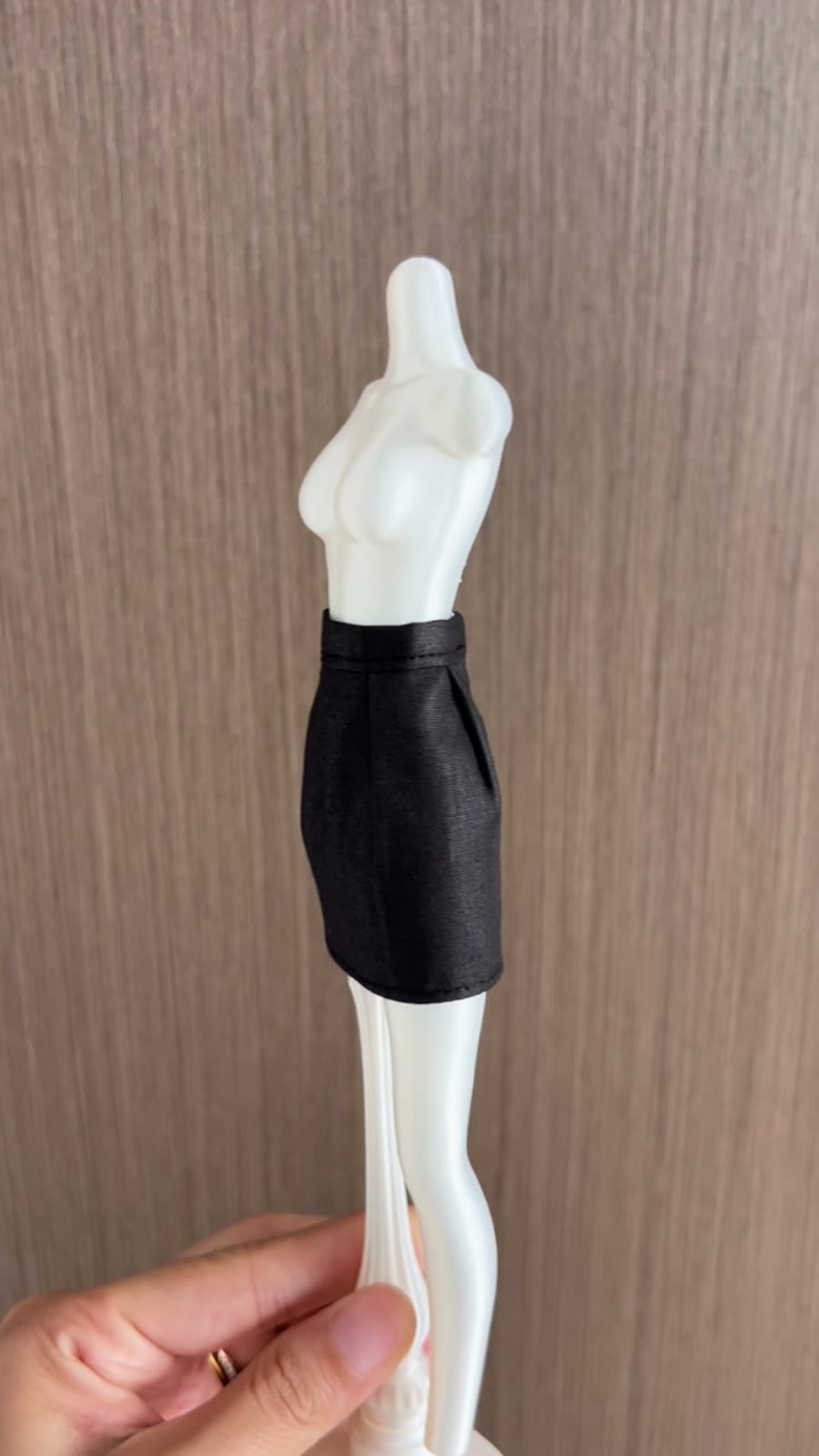 Miniature Black Pencil Skirt for Dolls