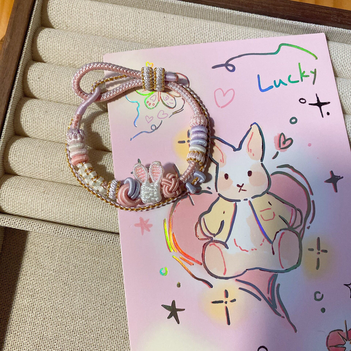 Handwoven Rabbit Adjustable Sliding Knot Bracelet