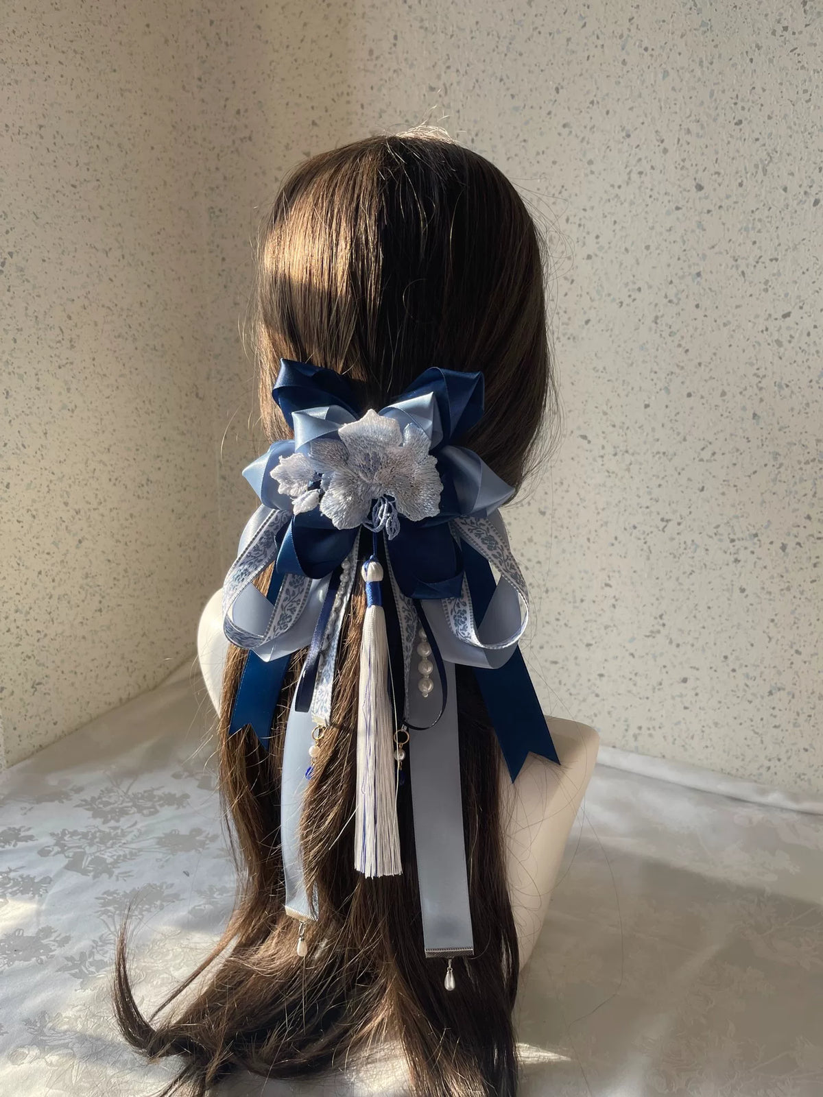 Blue White Lolita Handmade Hair Clip