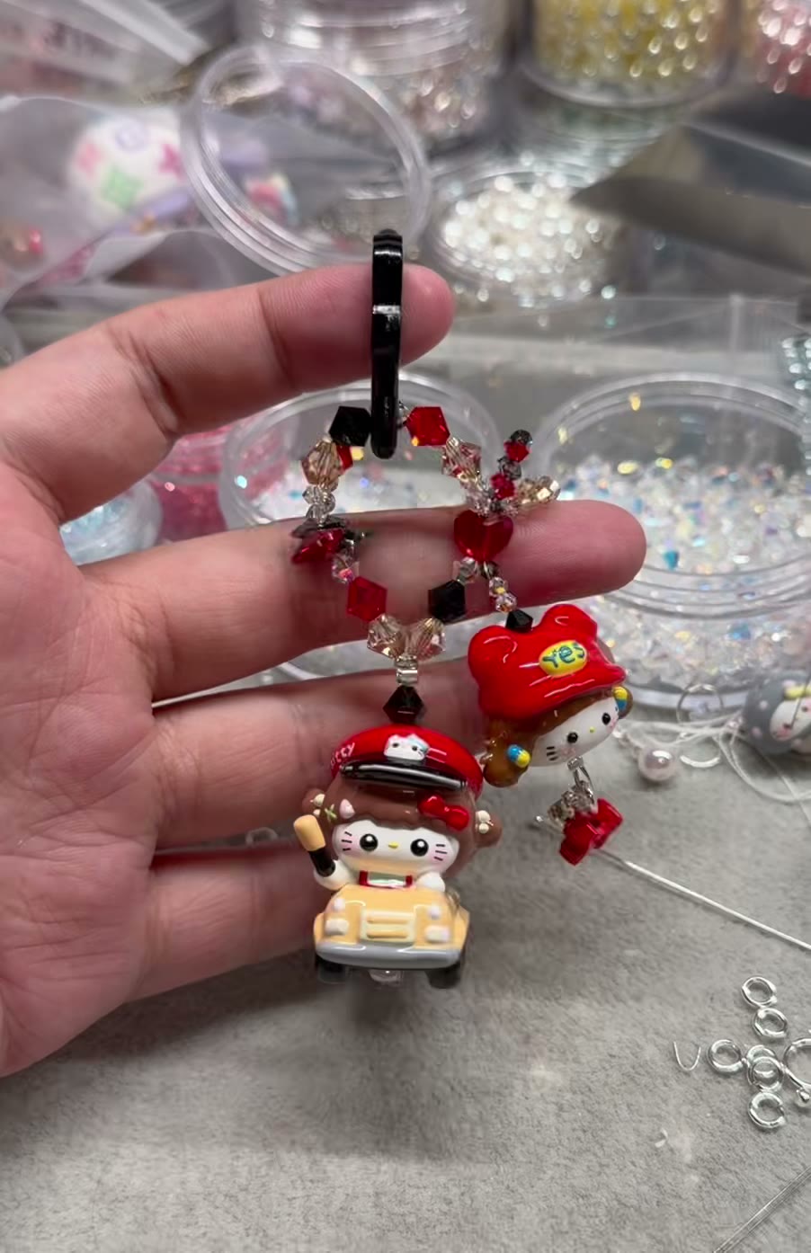 ハンドメイド ビーズ キャラクター スマホストラップ チャーム