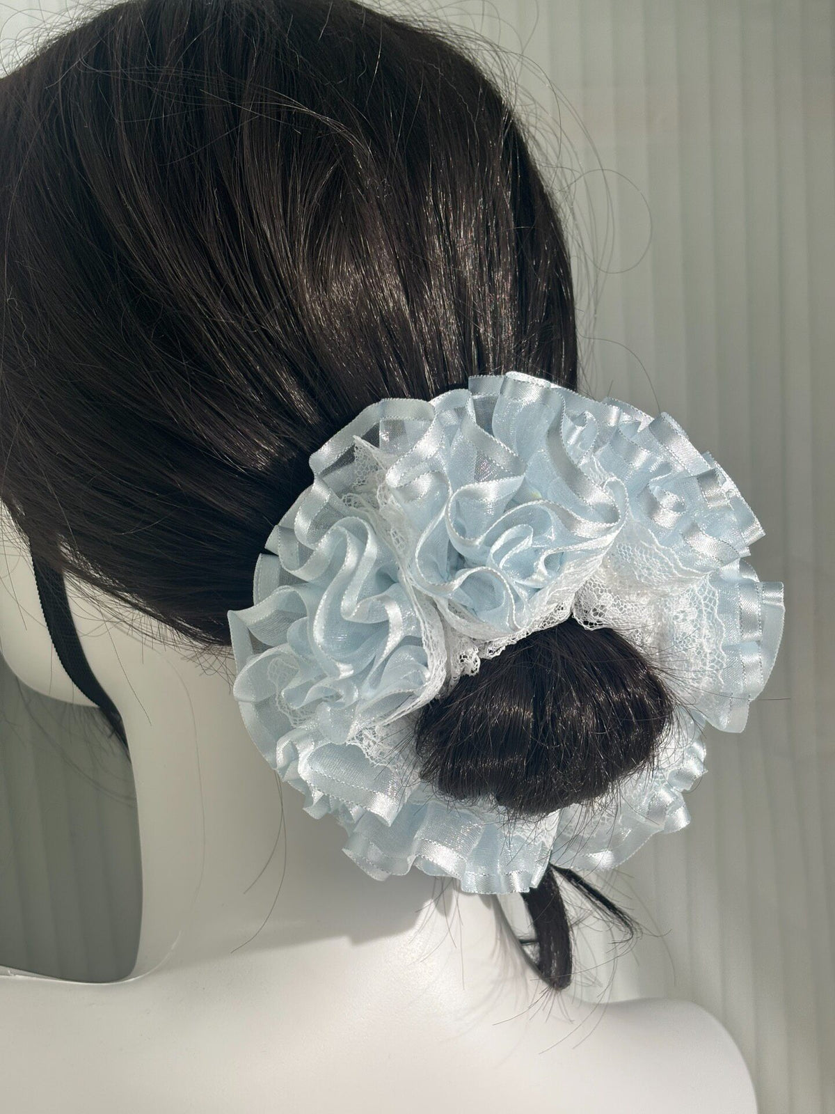 Mint Green Satin Lace Scrunchie