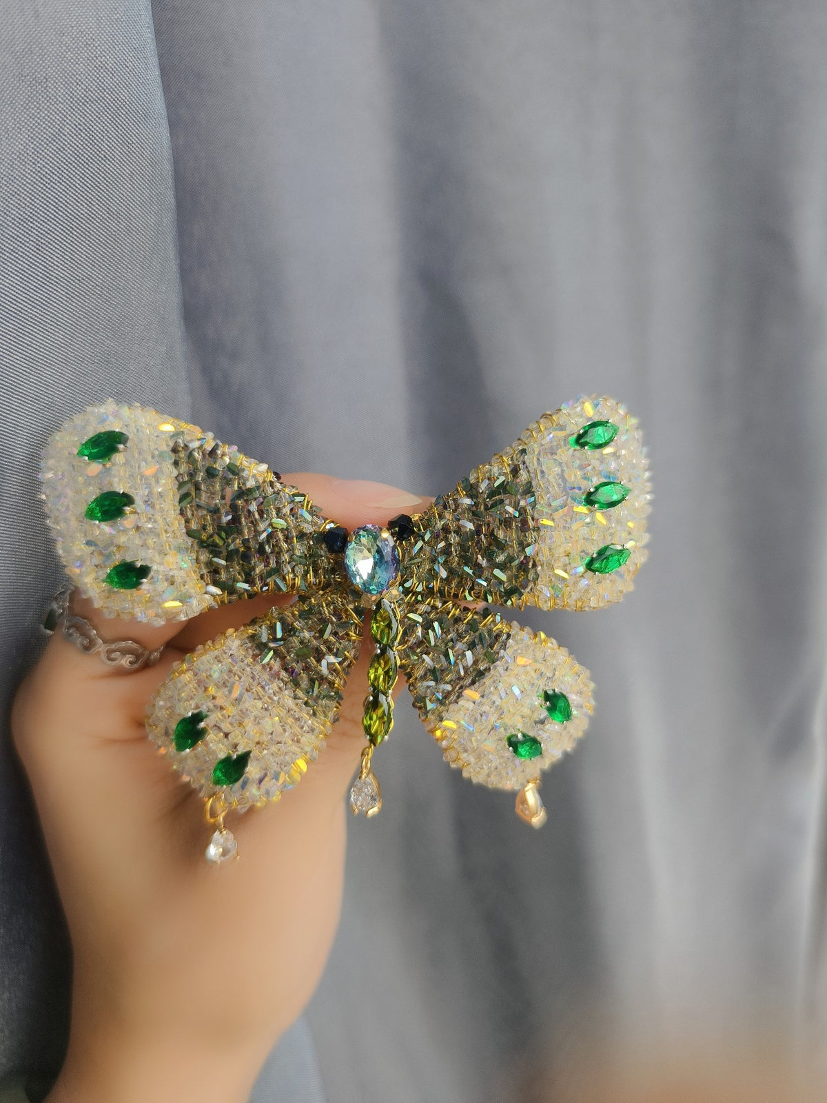Crystal Butterfly Hair Clip Beaded Design