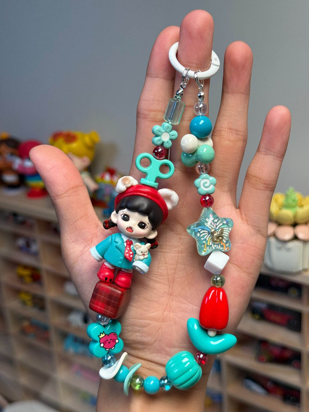 Handmade Doll Beaded Phone Charm Keychain
