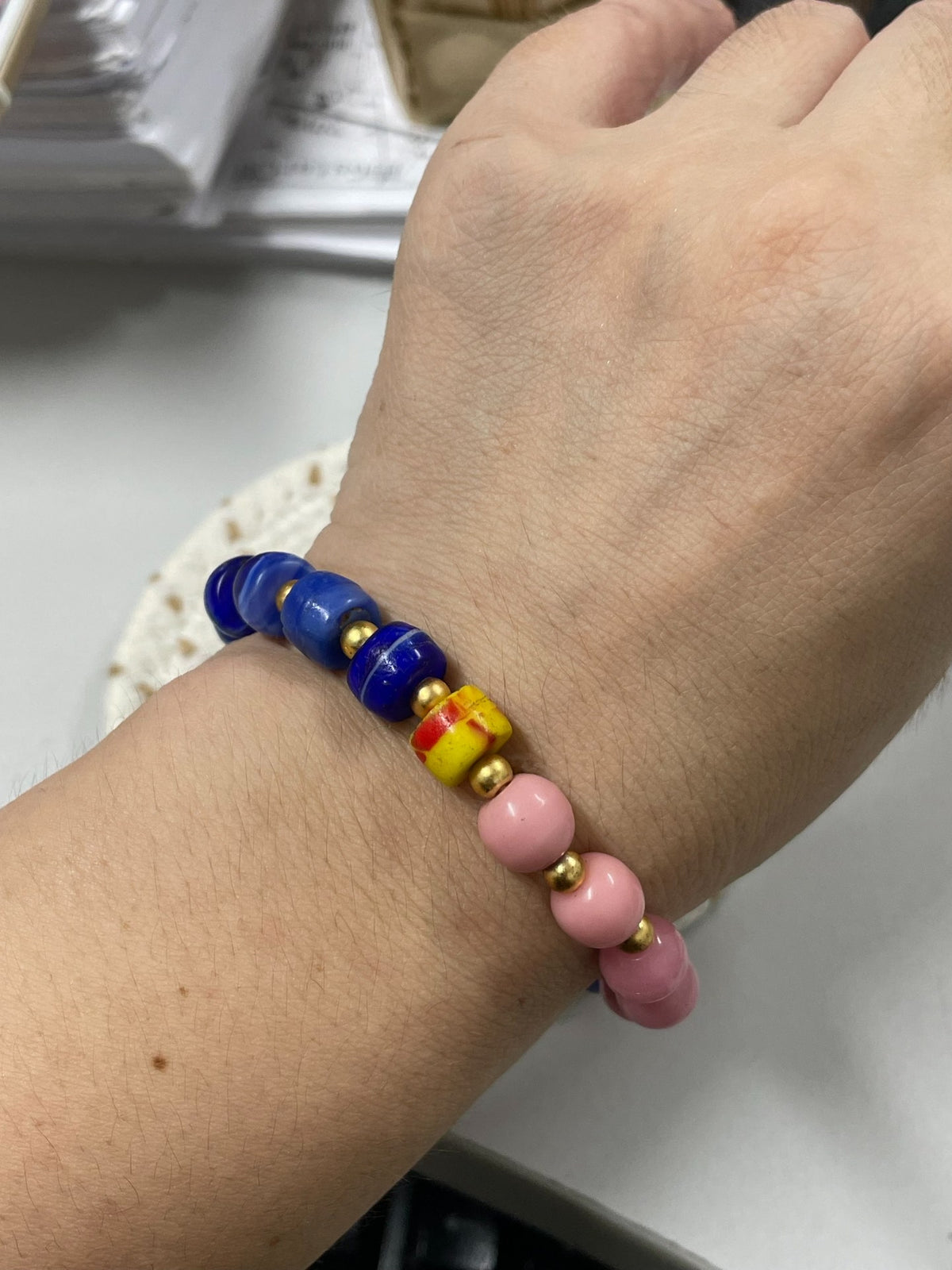 Old Kakamba Glass Beaded Bracelet Cobalt Blue