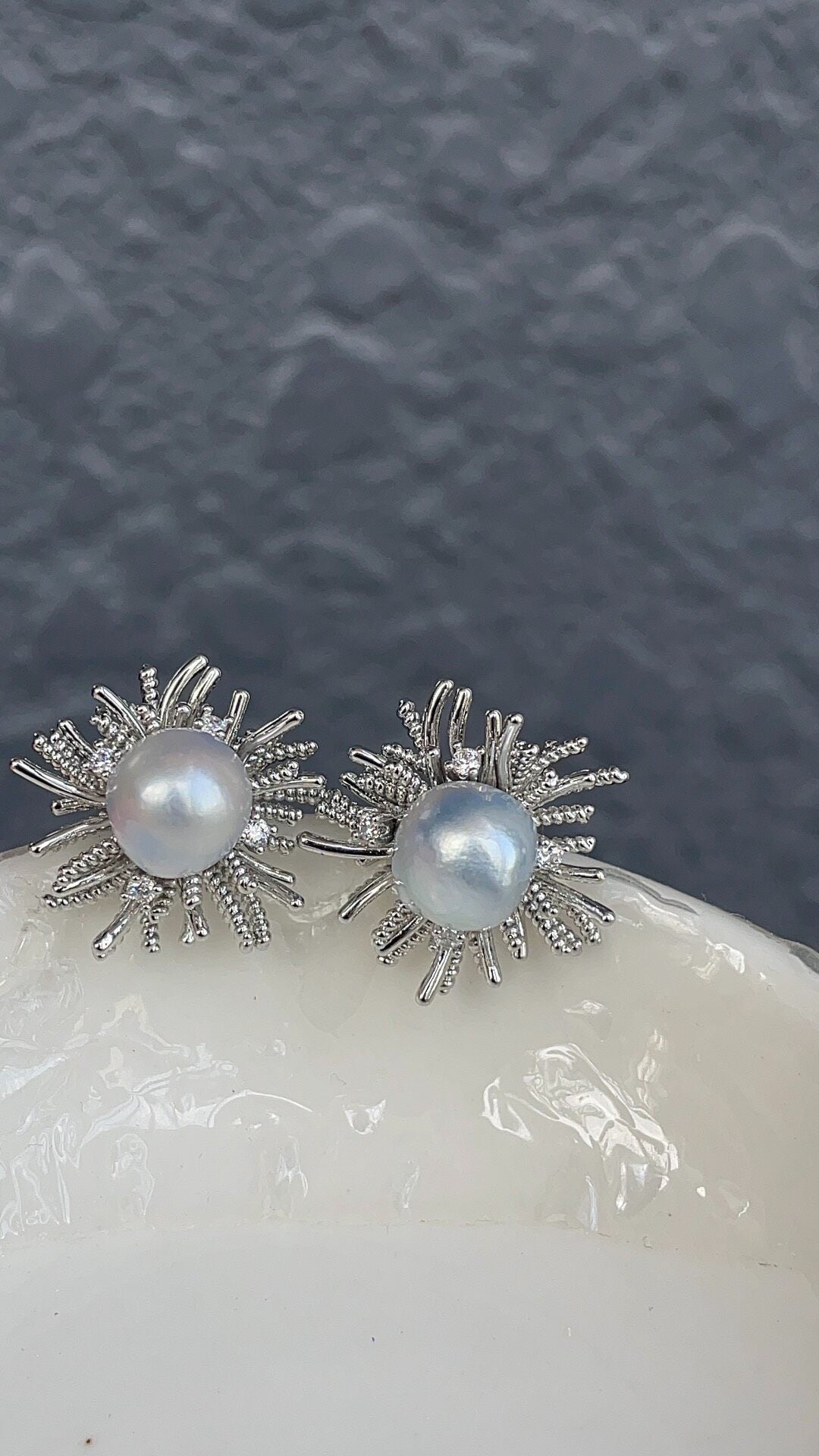 オーストラリア産海水真珠 花火モチーフ スタッドピアス