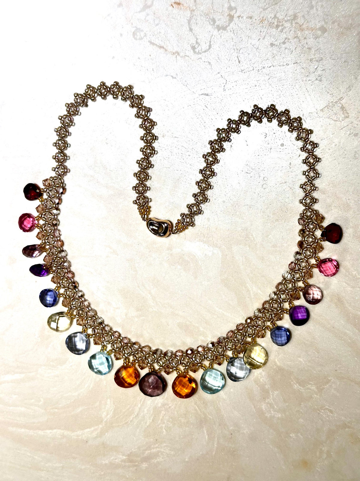 Handmade Quartz Gemstone Necklace Ten Colors