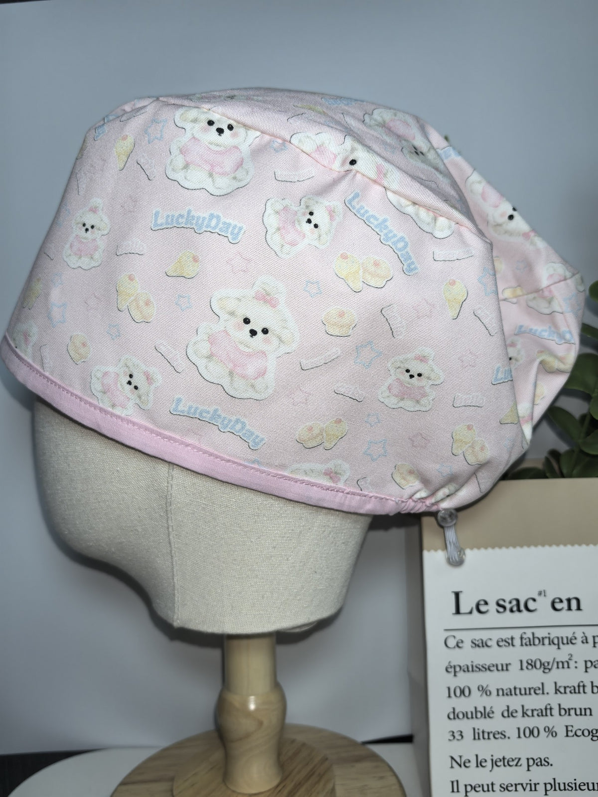Pink Puppy Print Cotton Surgical Cap