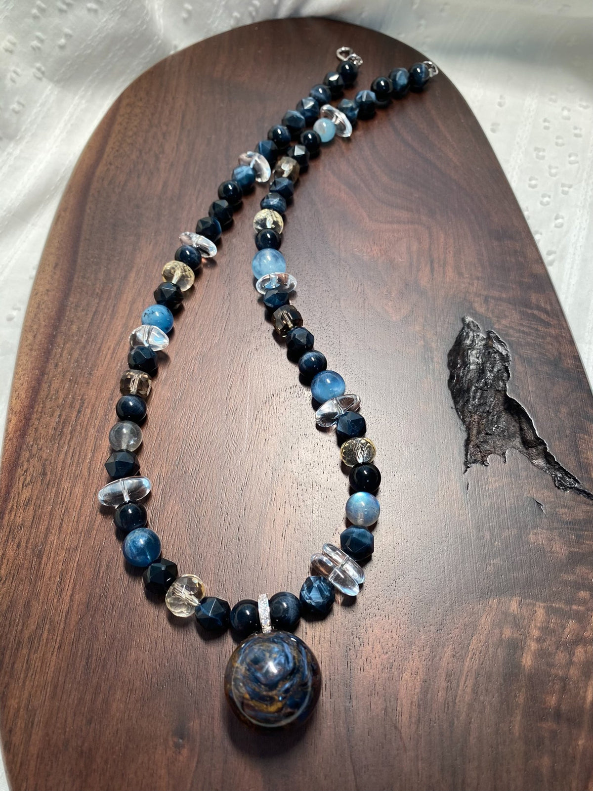 Pietersite Pendant Gemstone Beaded Necklace