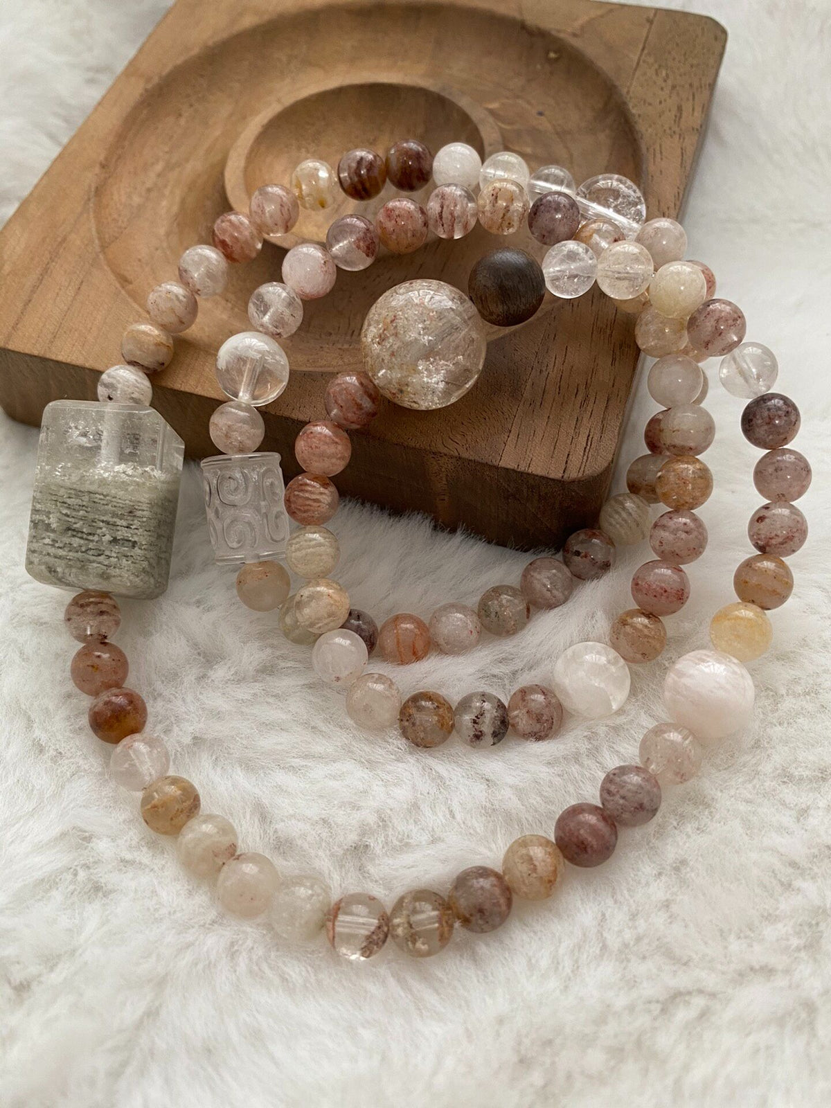 Triple Wrap Natural Quartz Beaded Bracelet