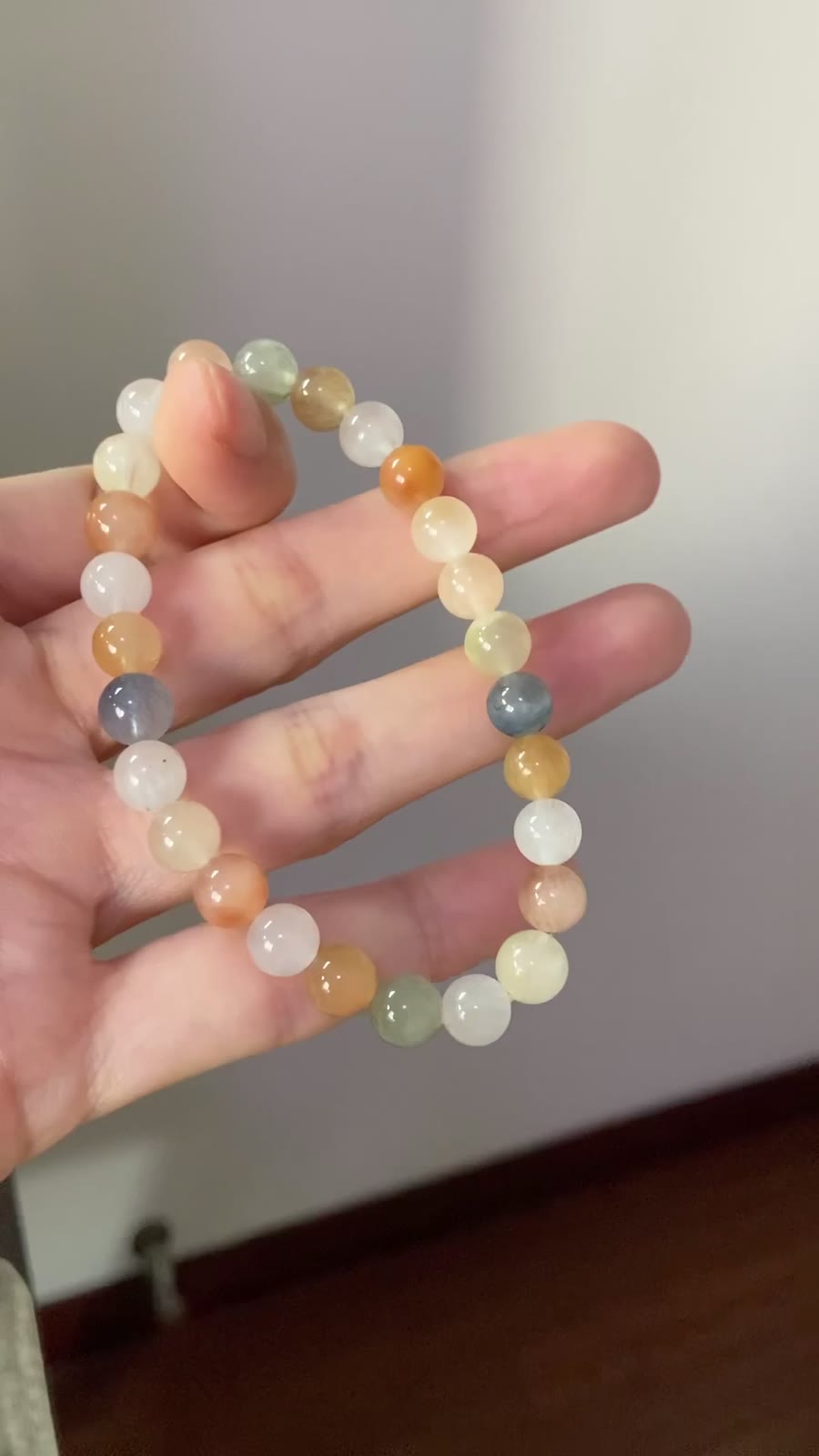 Rabbit Hair Crystal Beaded Bracelet 7mm