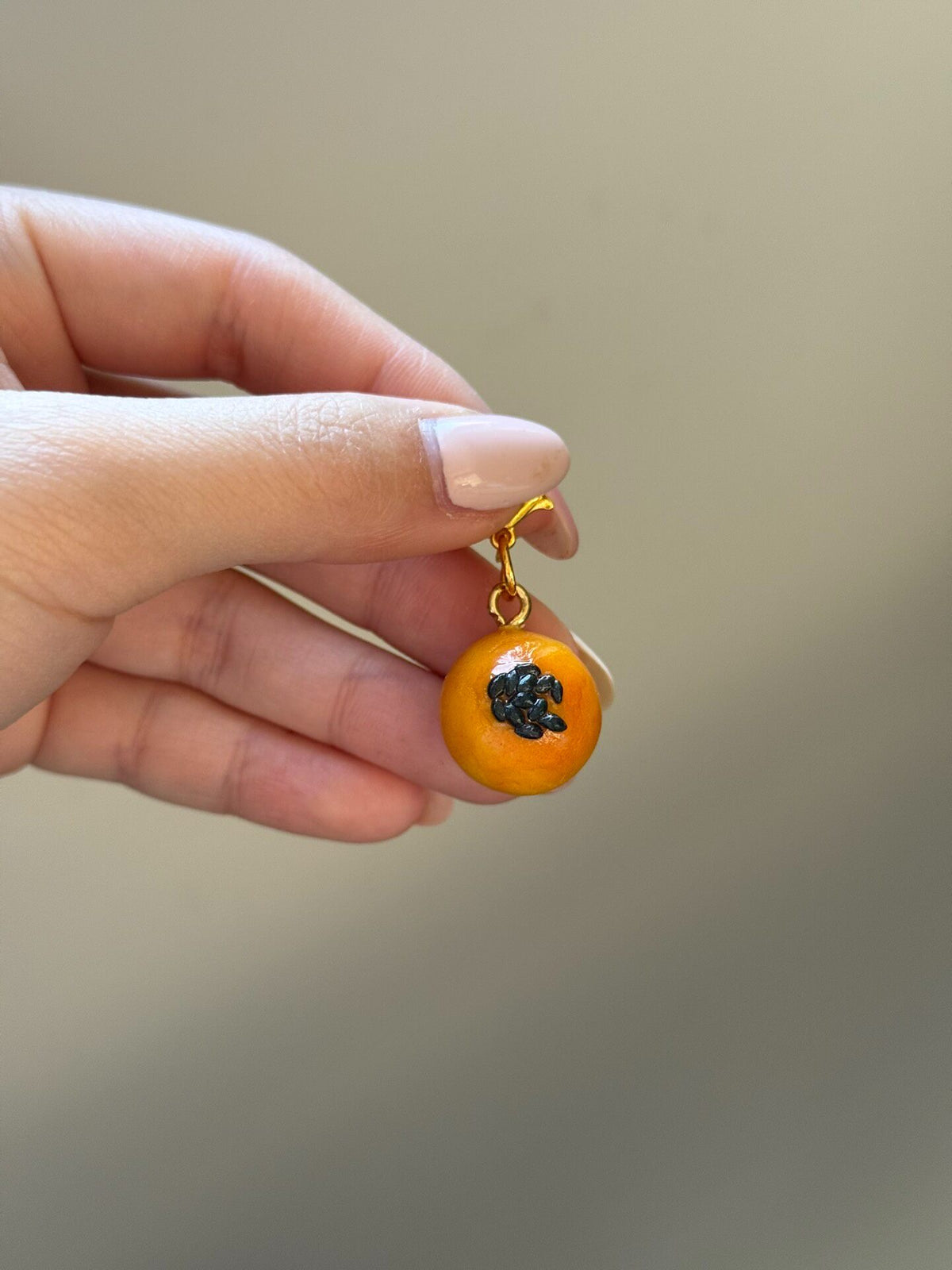 Miniature Tangerine Charm with Gold Clasp
