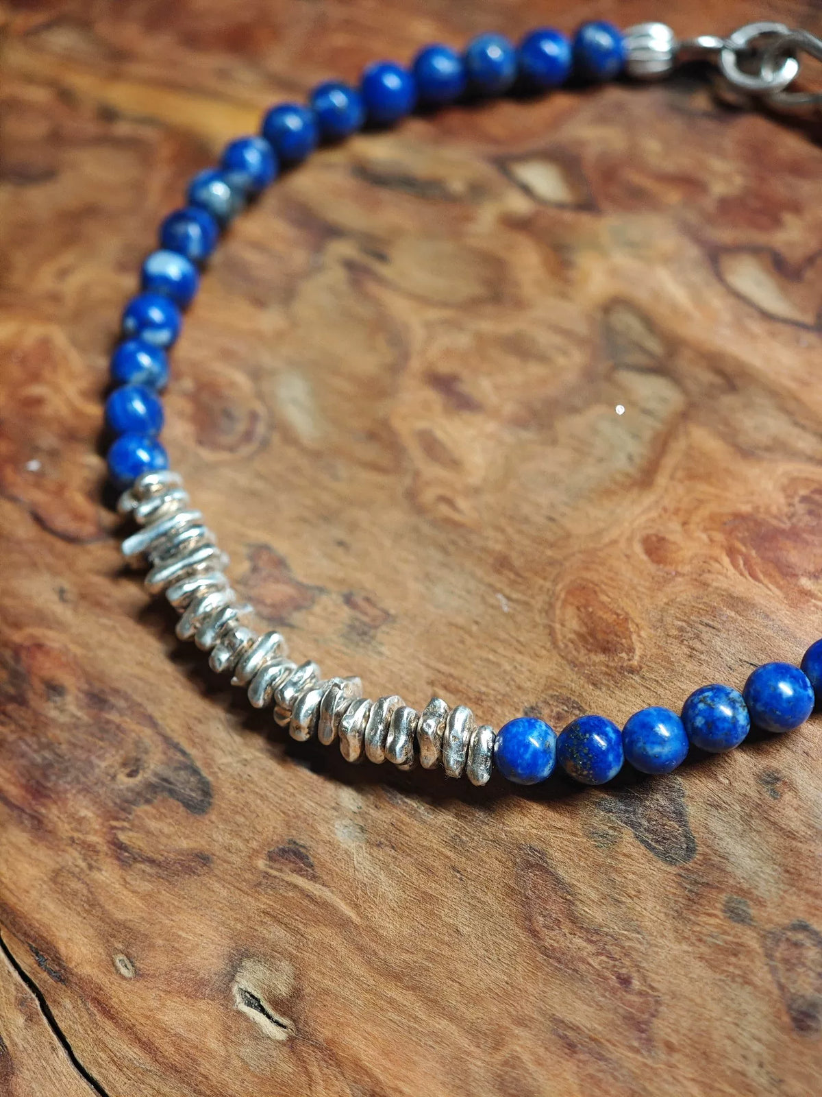 Lapis Lazuli Bracelet with Silver Spacers