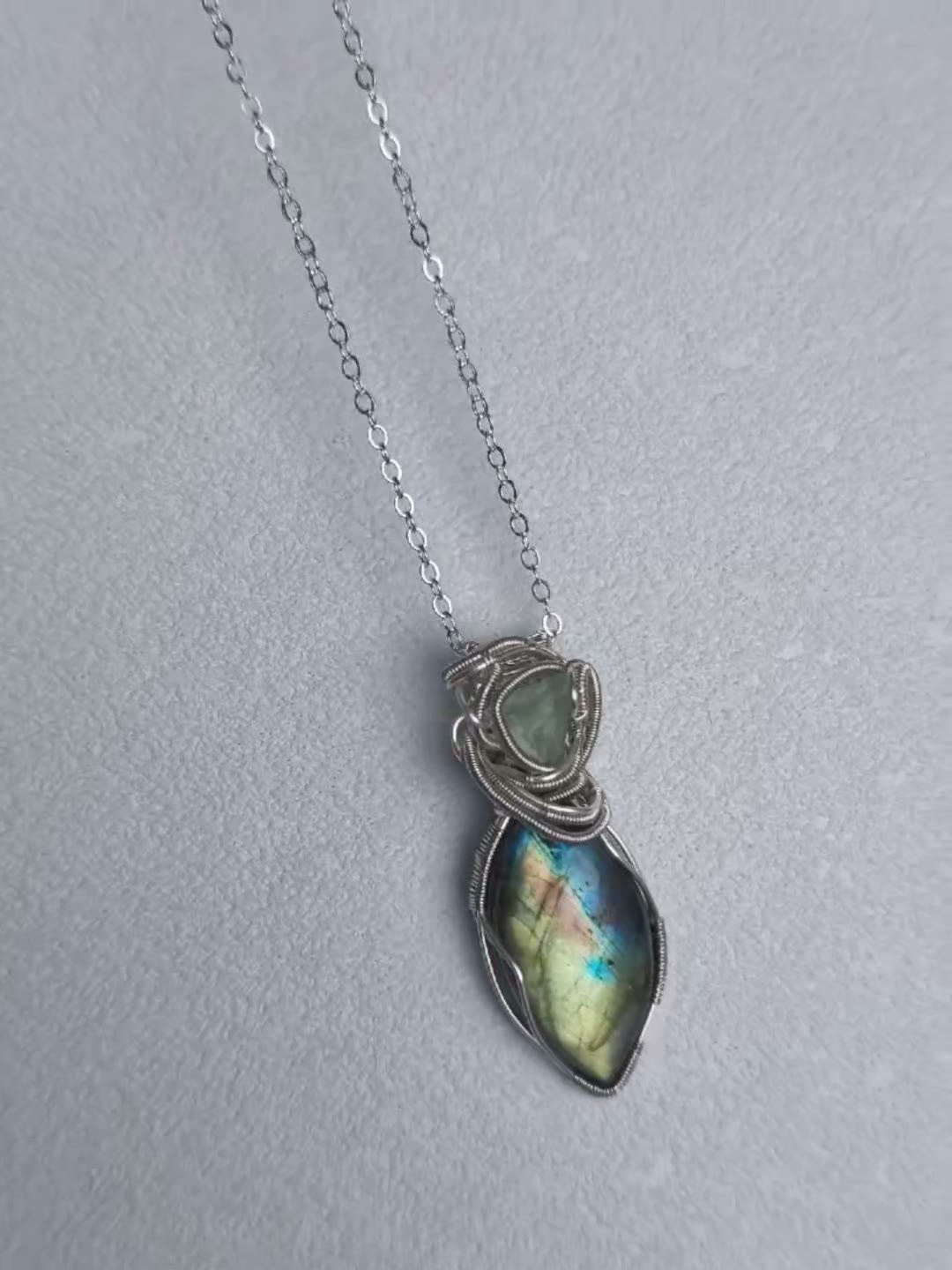 Handcrafted Wire Wrapped Labradorite Fluorite Necklace