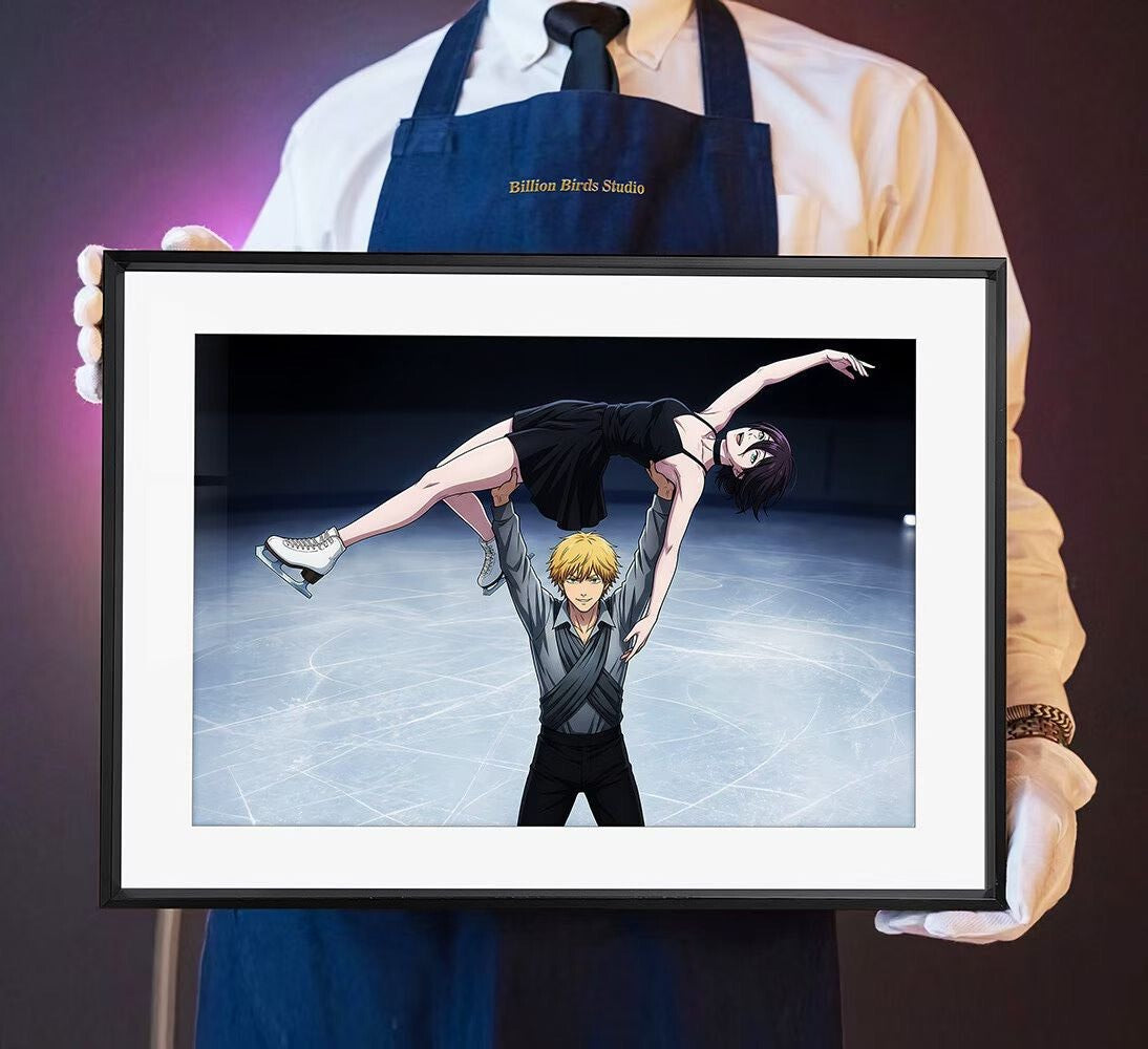 Chainsaw Man Figure Skating Framed Wall Art
