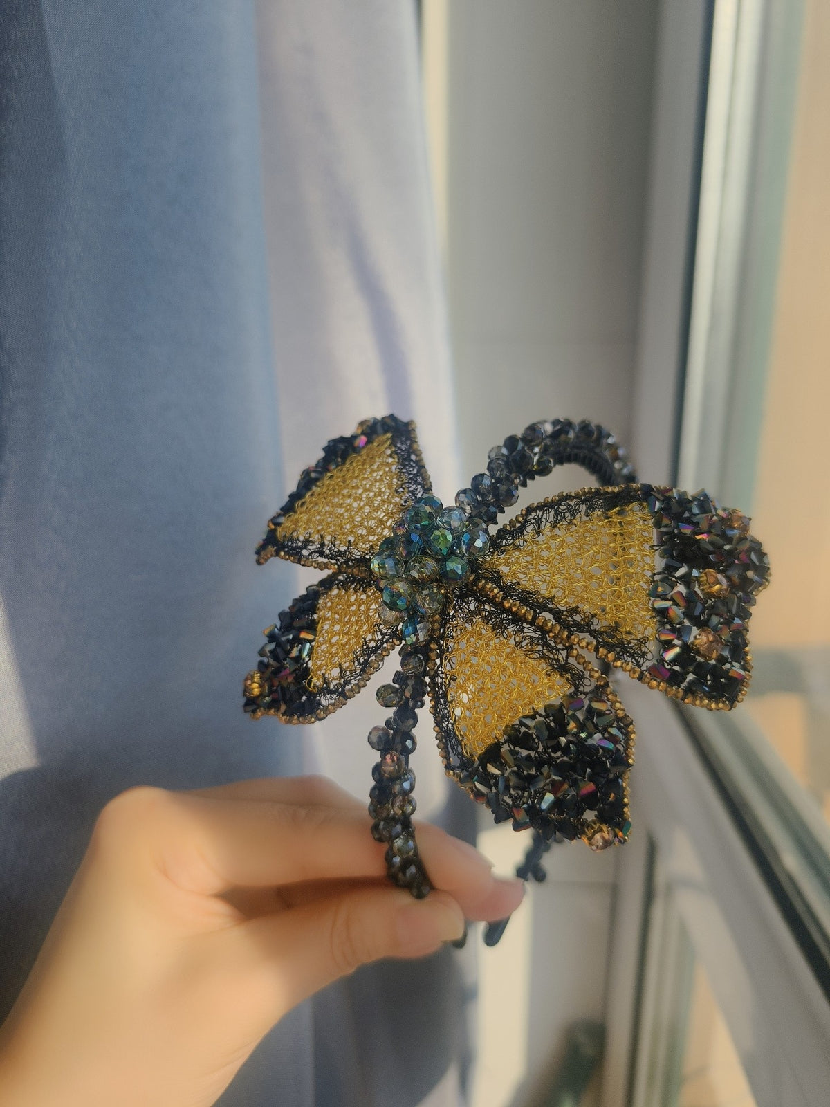 Butterfly Headband Hair Accessory Black Beads