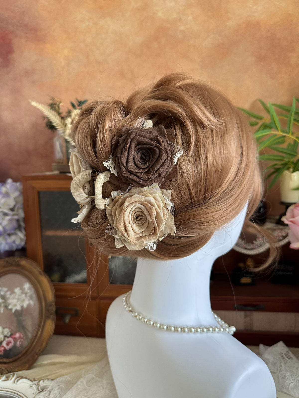 Handmade Fabric Rose Hair Claw Clip