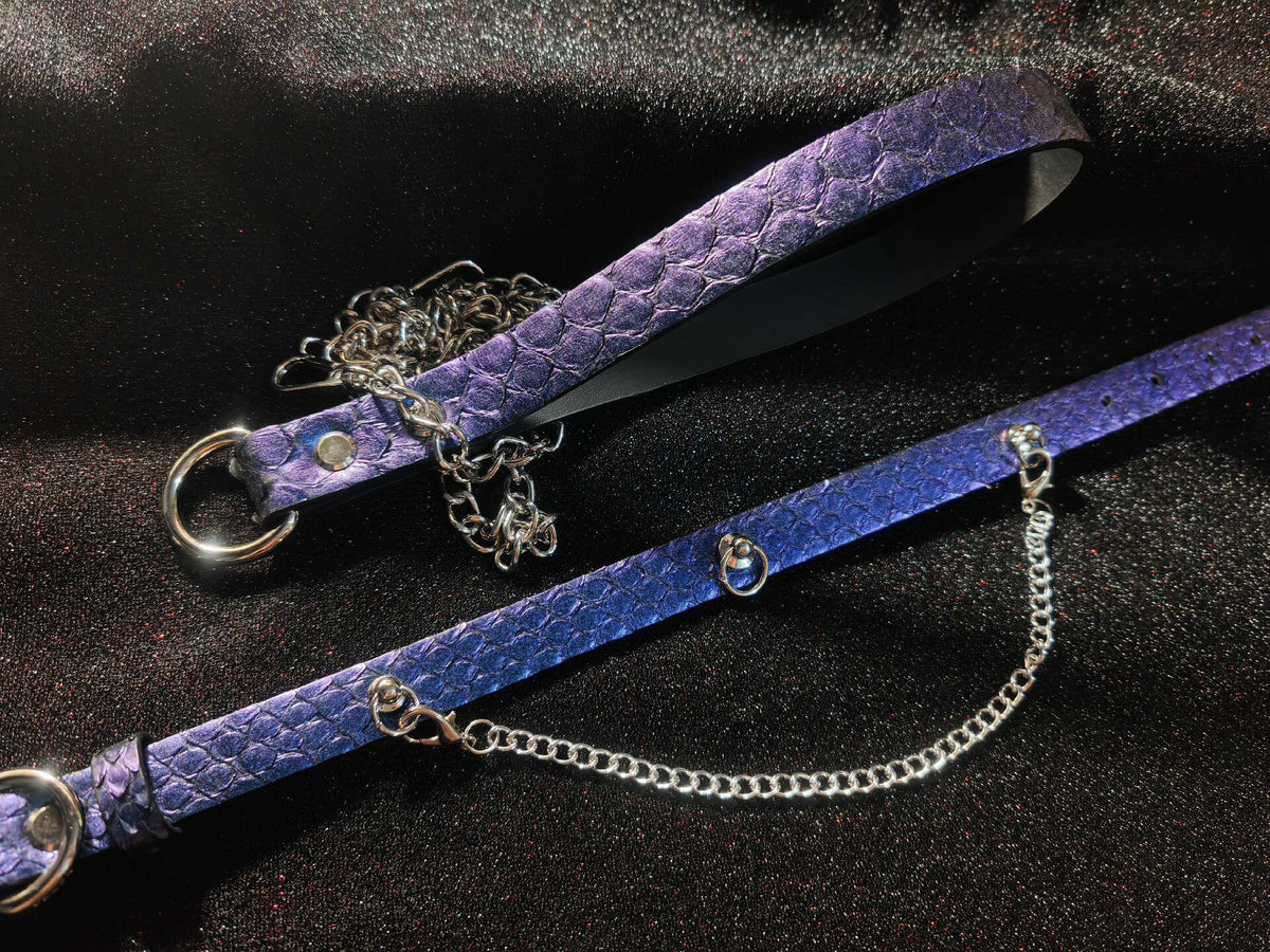 Blue Purple Color Shifting Snake Scale Pet Collar