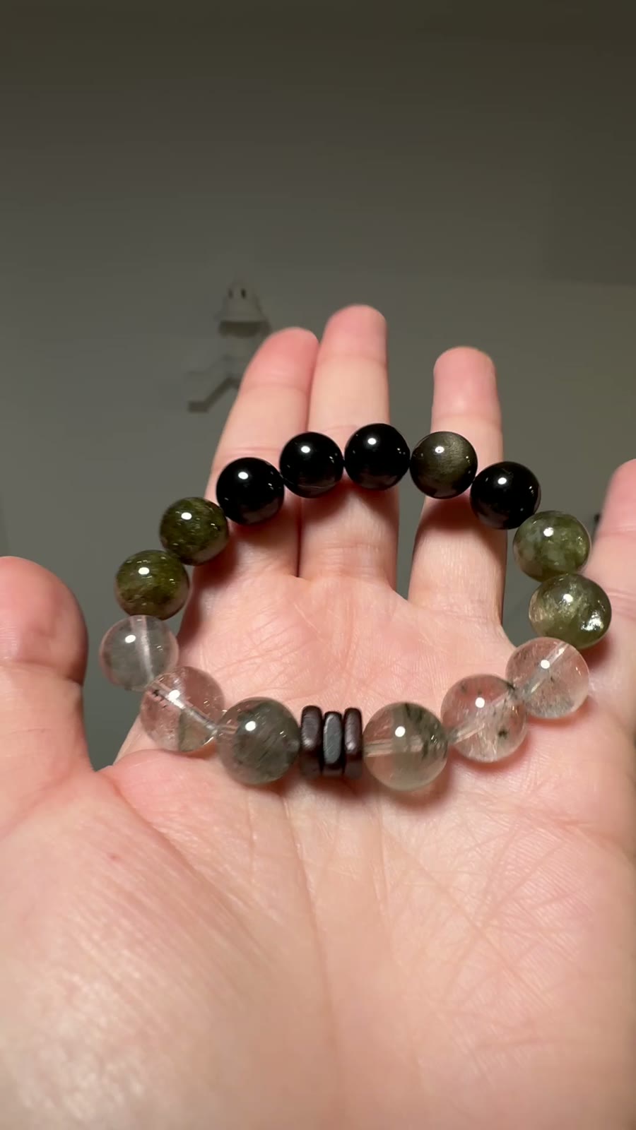 Green Phantom Obsidian Tsavorite Crystal Bracelet