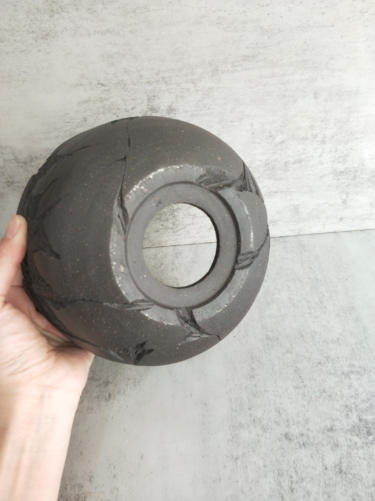 Handcrafted Charcoal Gray Ceramic Bowl